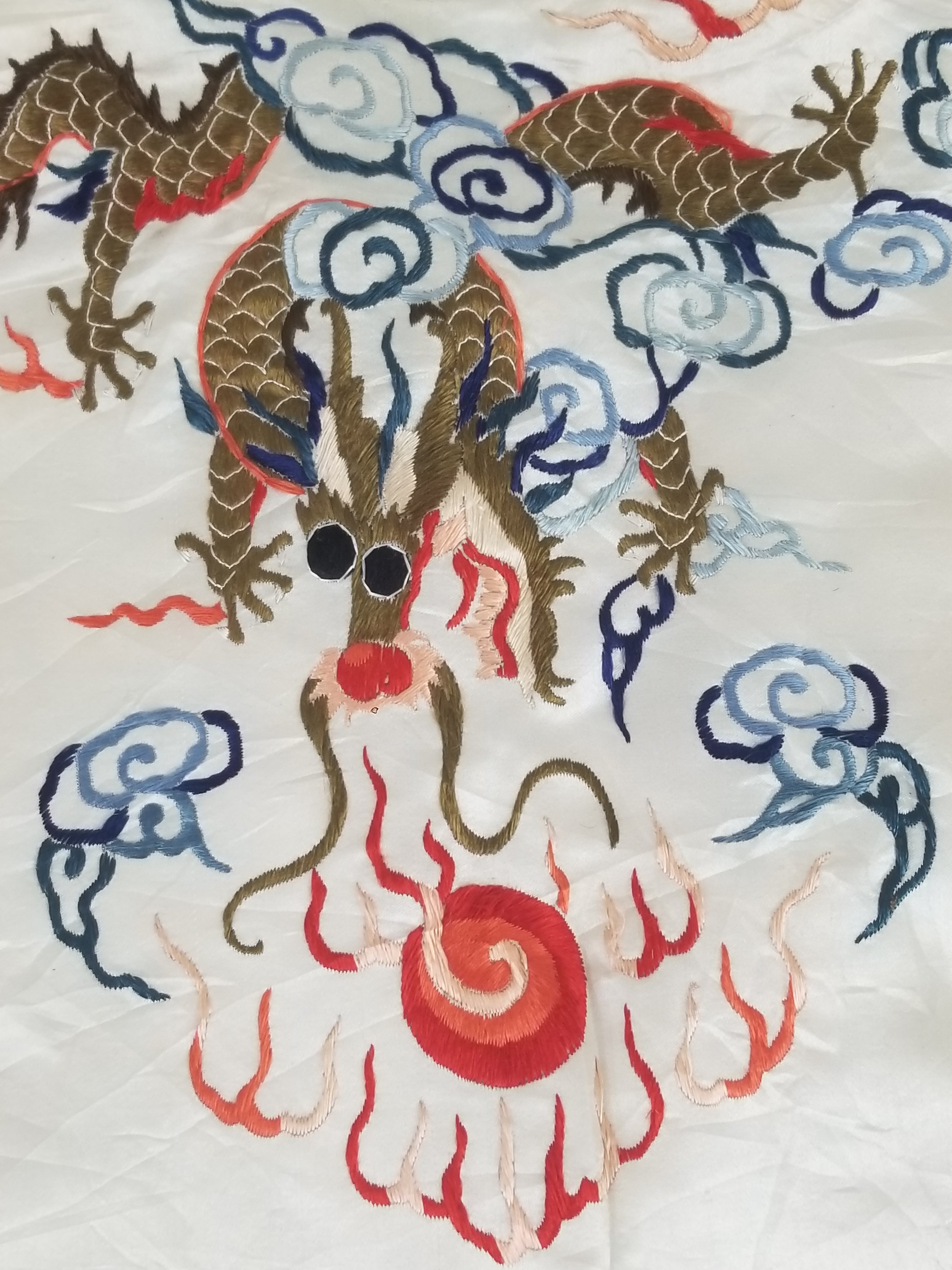 Vintage Chinese Hand Embroidered Dragon Silk Robe