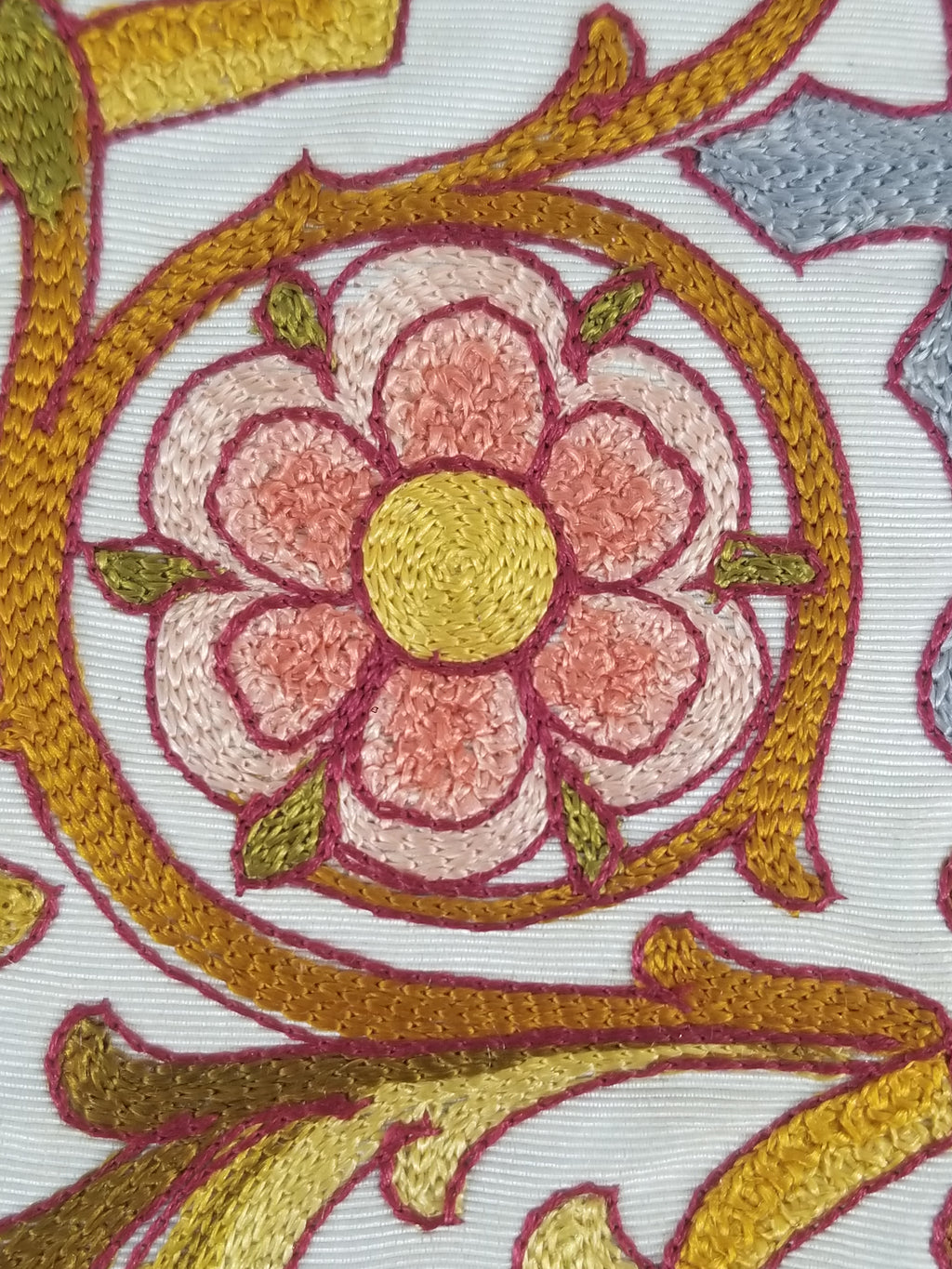 Antique French Gothic Revival Silk Embroidered Church Textile Fragment 75x23cm