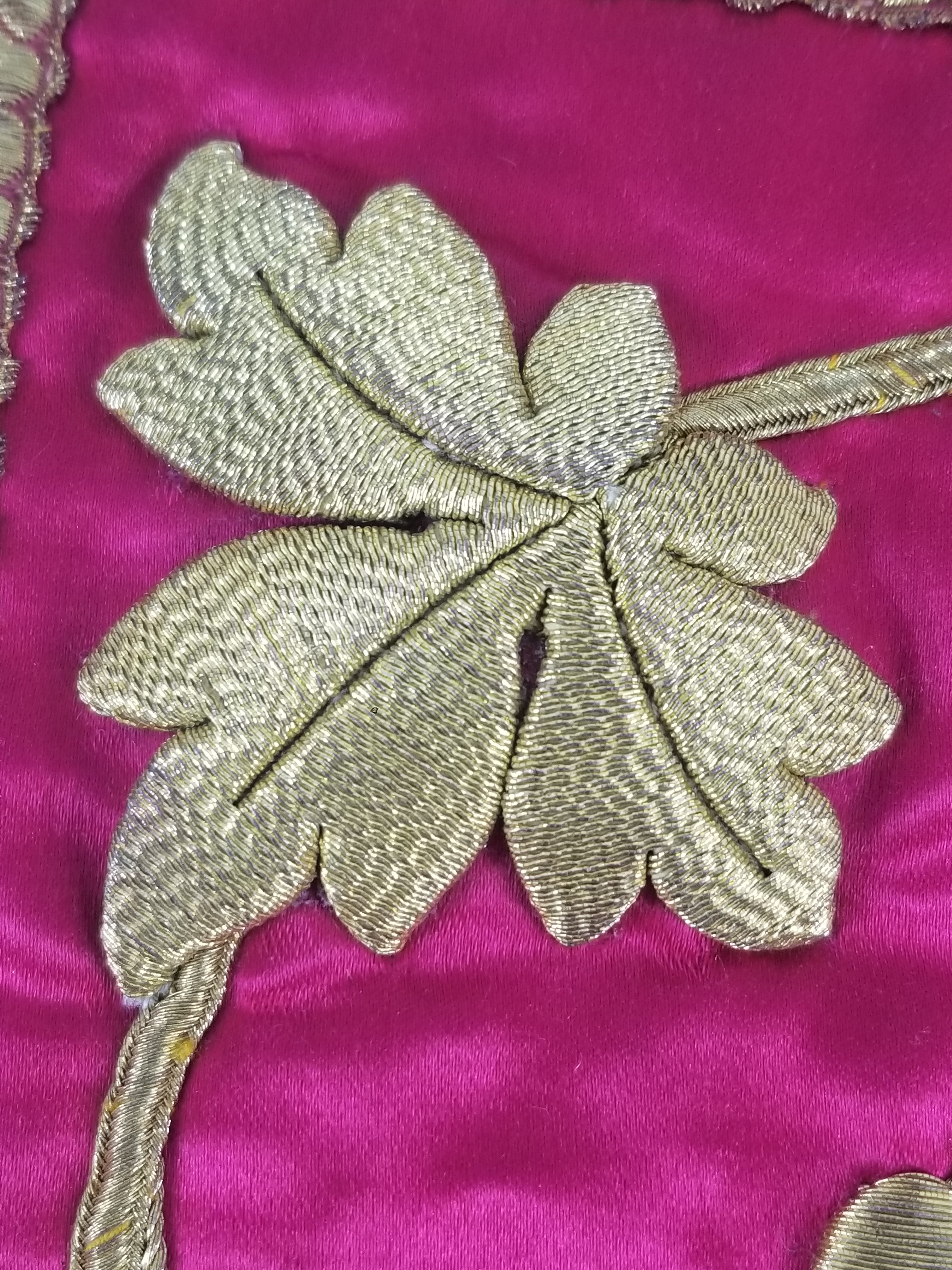 Antique French IHS Metallic Thread Embroidered Cross Ecclesiastical Panel 105x57cm