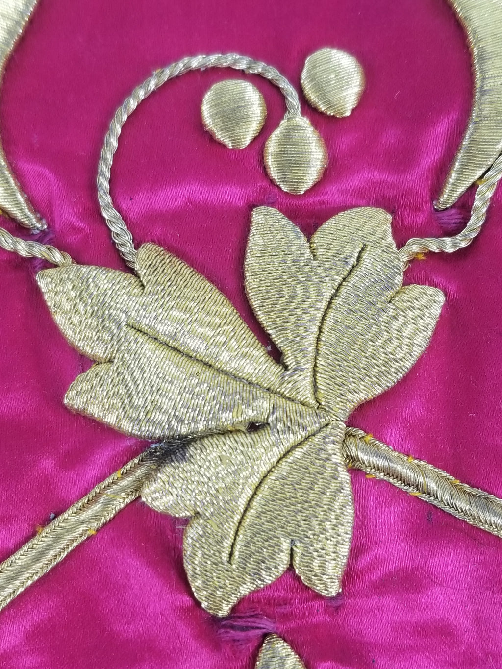 Antique French IHS Metallic Thread Embroidered Cross Ecclesiastical Panel 105x57cm