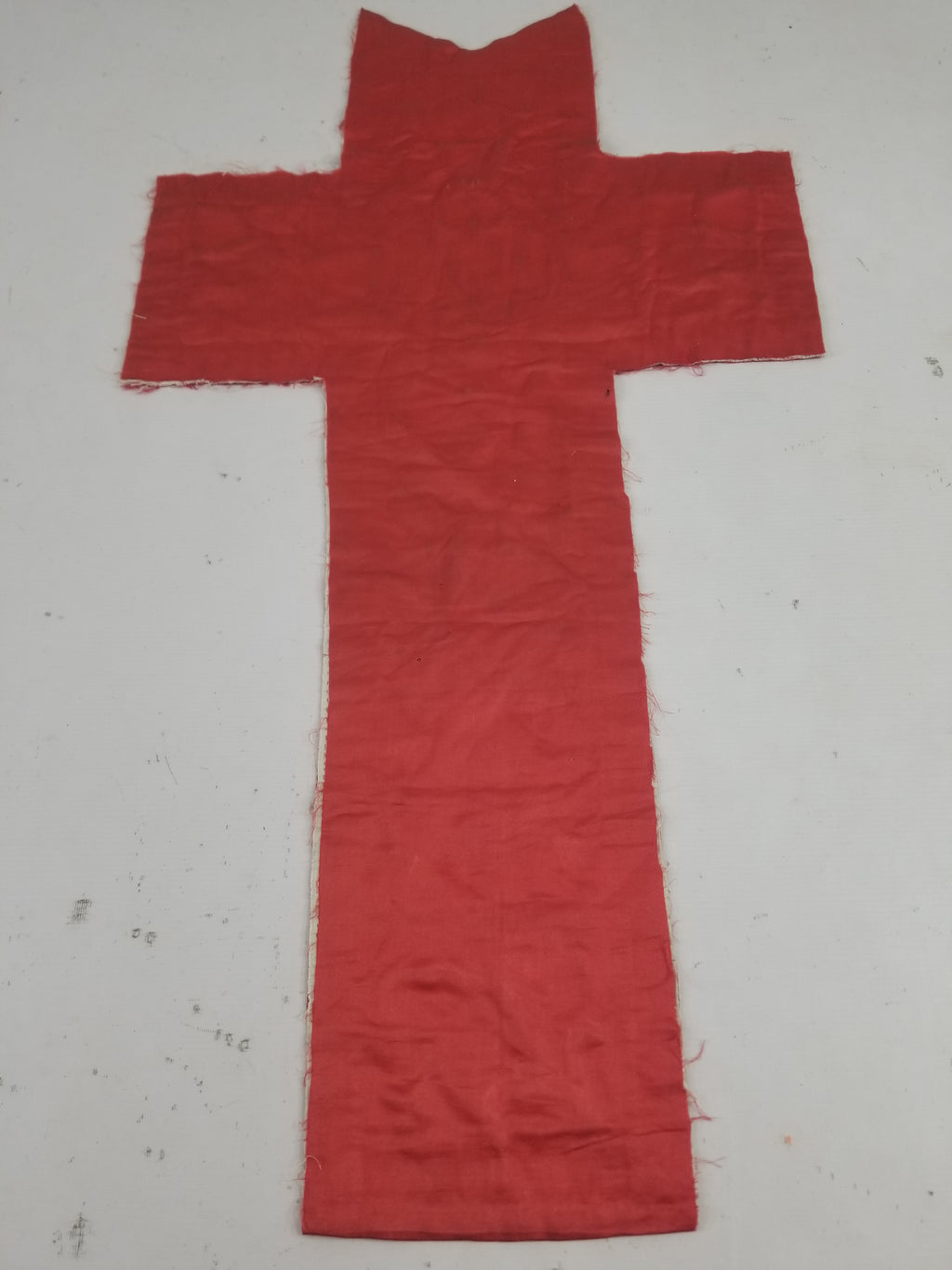 Antique French IHS Metallic Thread Embroidered Cross Ecclesiastical Panel 105x57cm