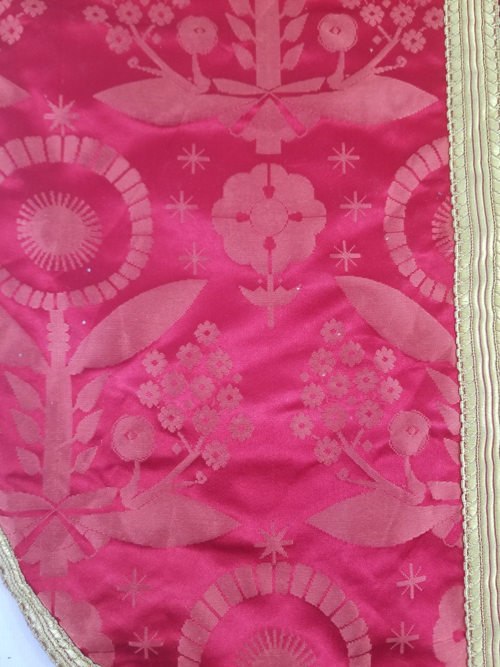 Antique French Silk Brocade Embroidered Chi Rho Motif Church Liturgical Vestment 121x108cm