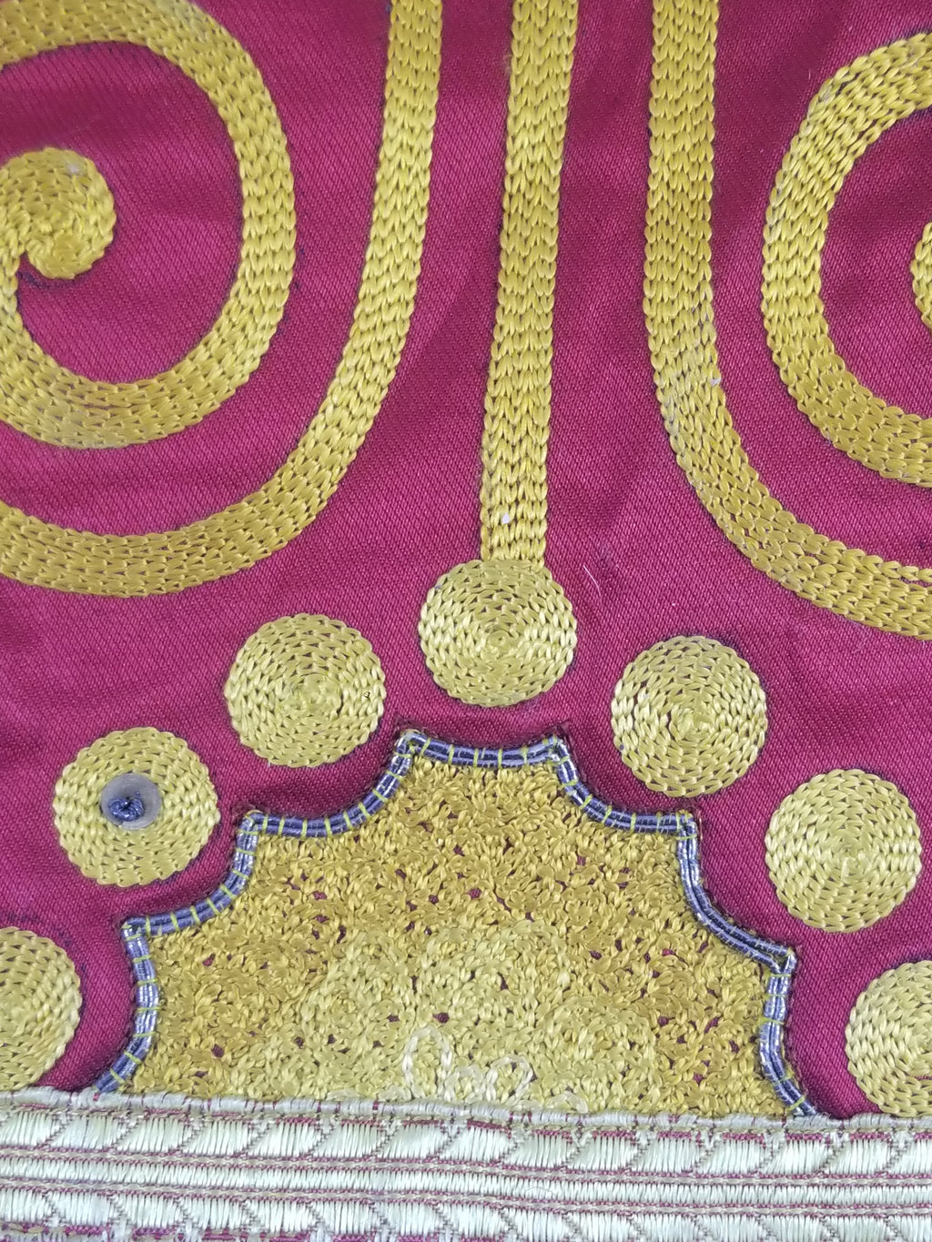 Antique French Silk Brocade Embroidered Chi Rho Motif Church Liturgical Vestment 121x108cm