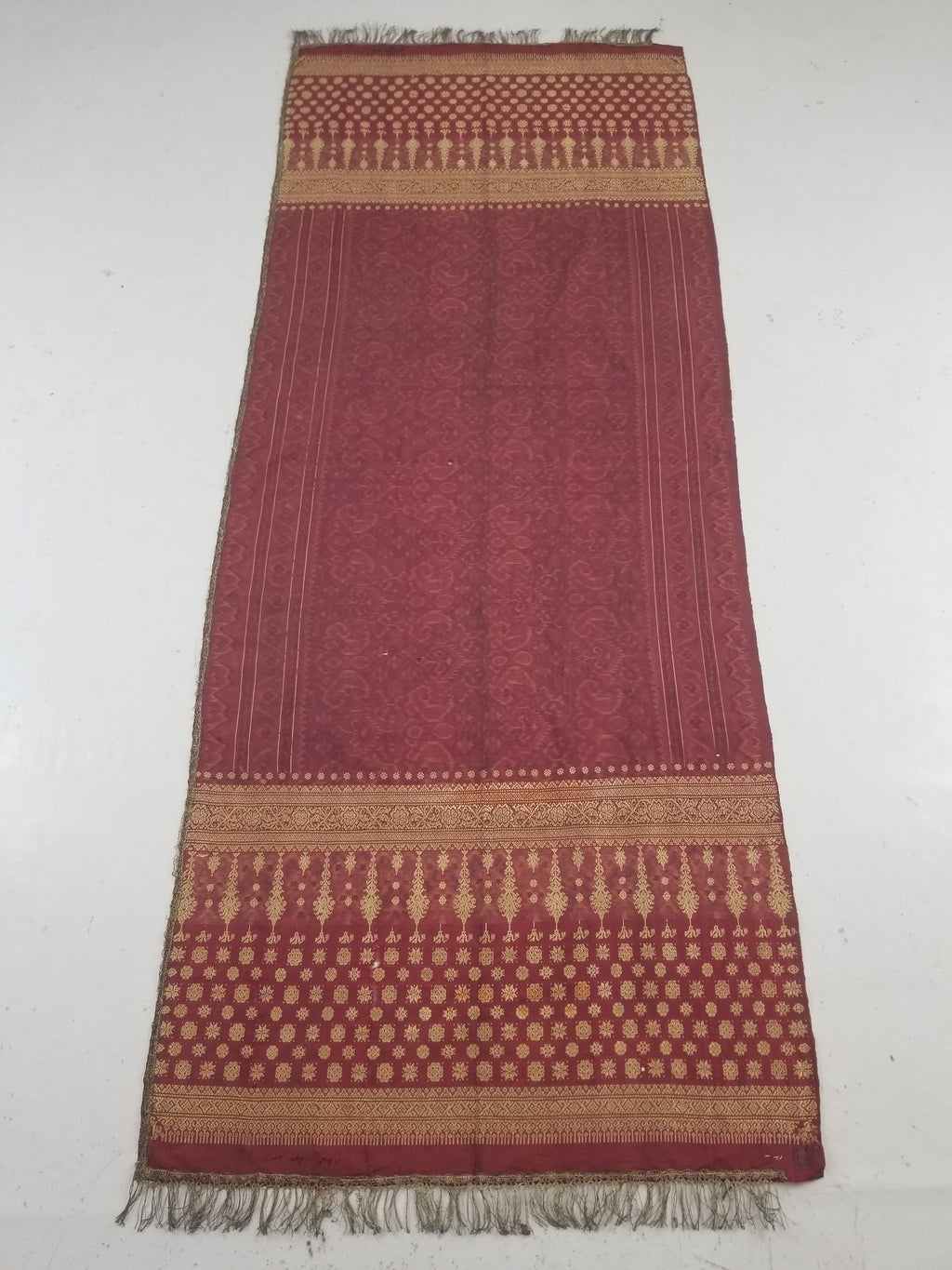 Vintage Traditional Songket-Style Handwoven Ceremonial Textile 216x85cm