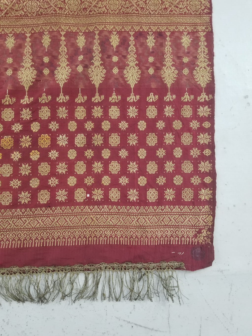 Vintage Traditional Songket-Style Handwoven Ceremonial Textile 216x85cm