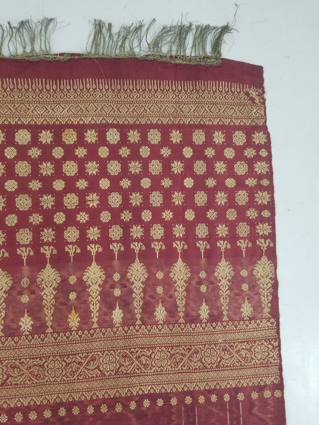 Vintage Traditional Songket-Style Handwoven Ceremonial Textile 216x85cm