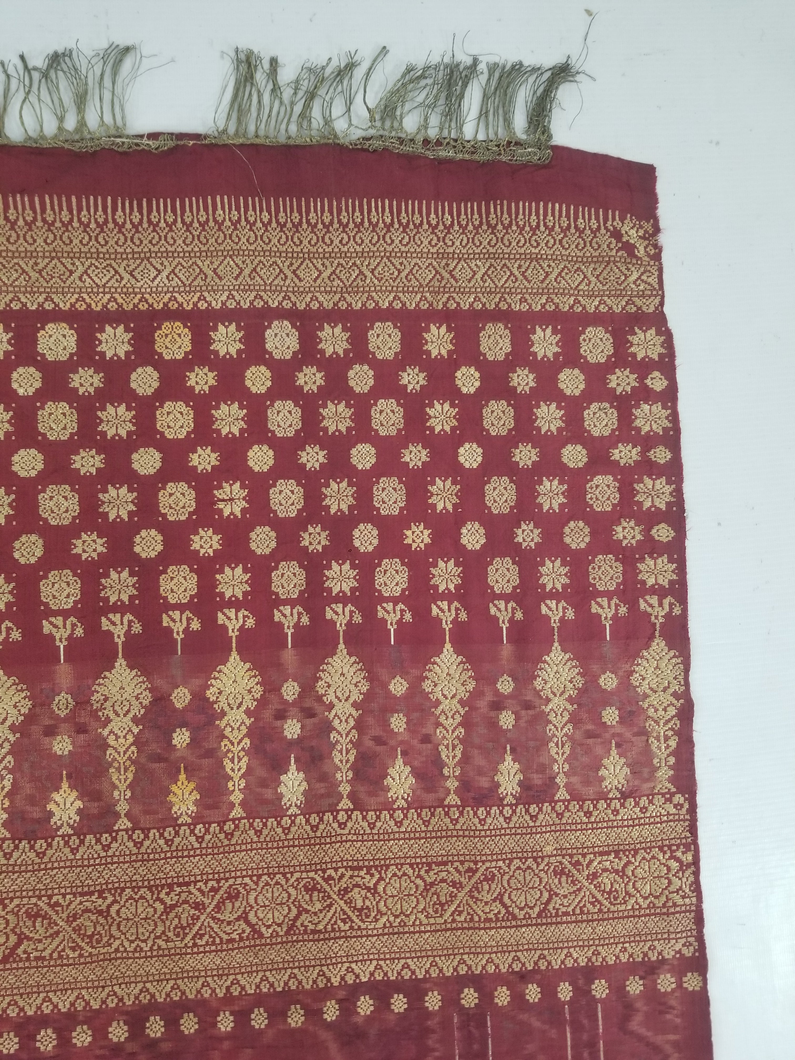 Vintage Traditional Songket-Style Handwoven Ceremonial Textile 216x85cm