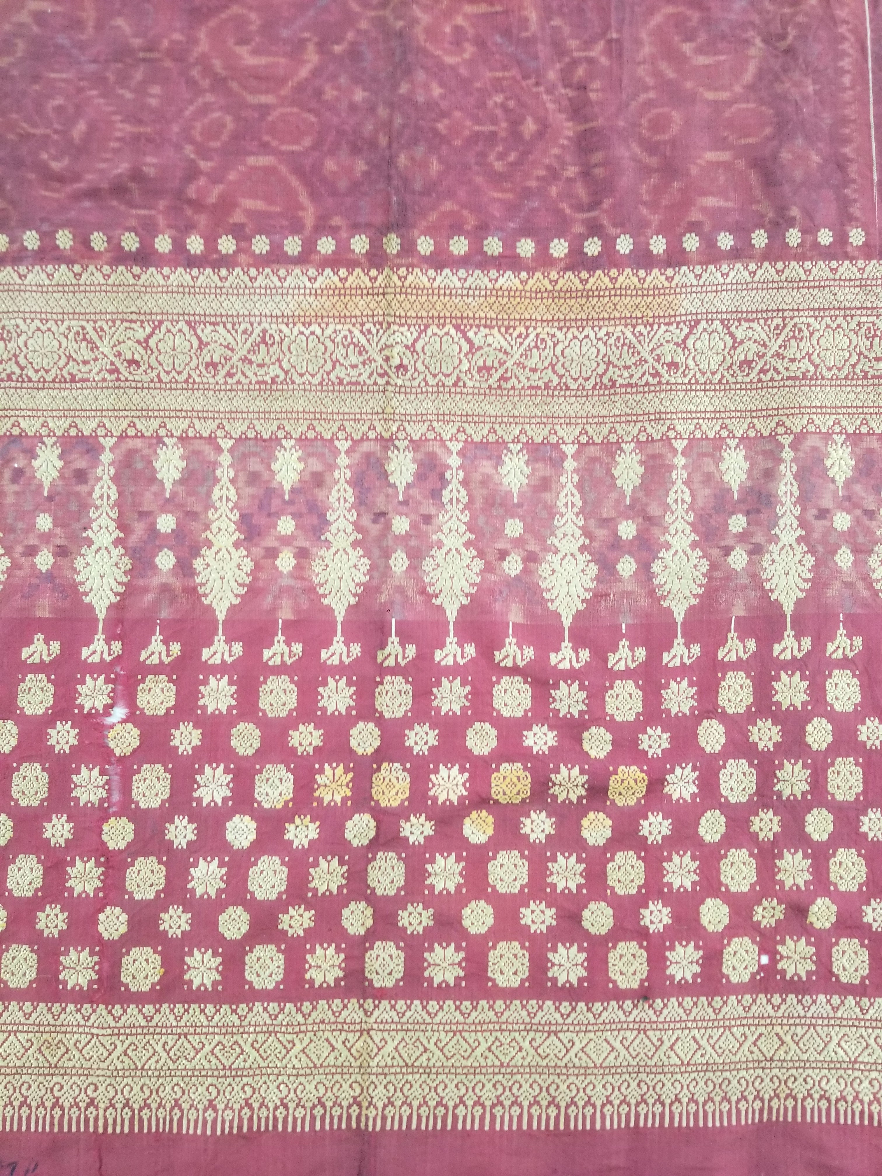 Vintage Traditional Songket-Style Handwoven Ceremonial Textile 216x85cm