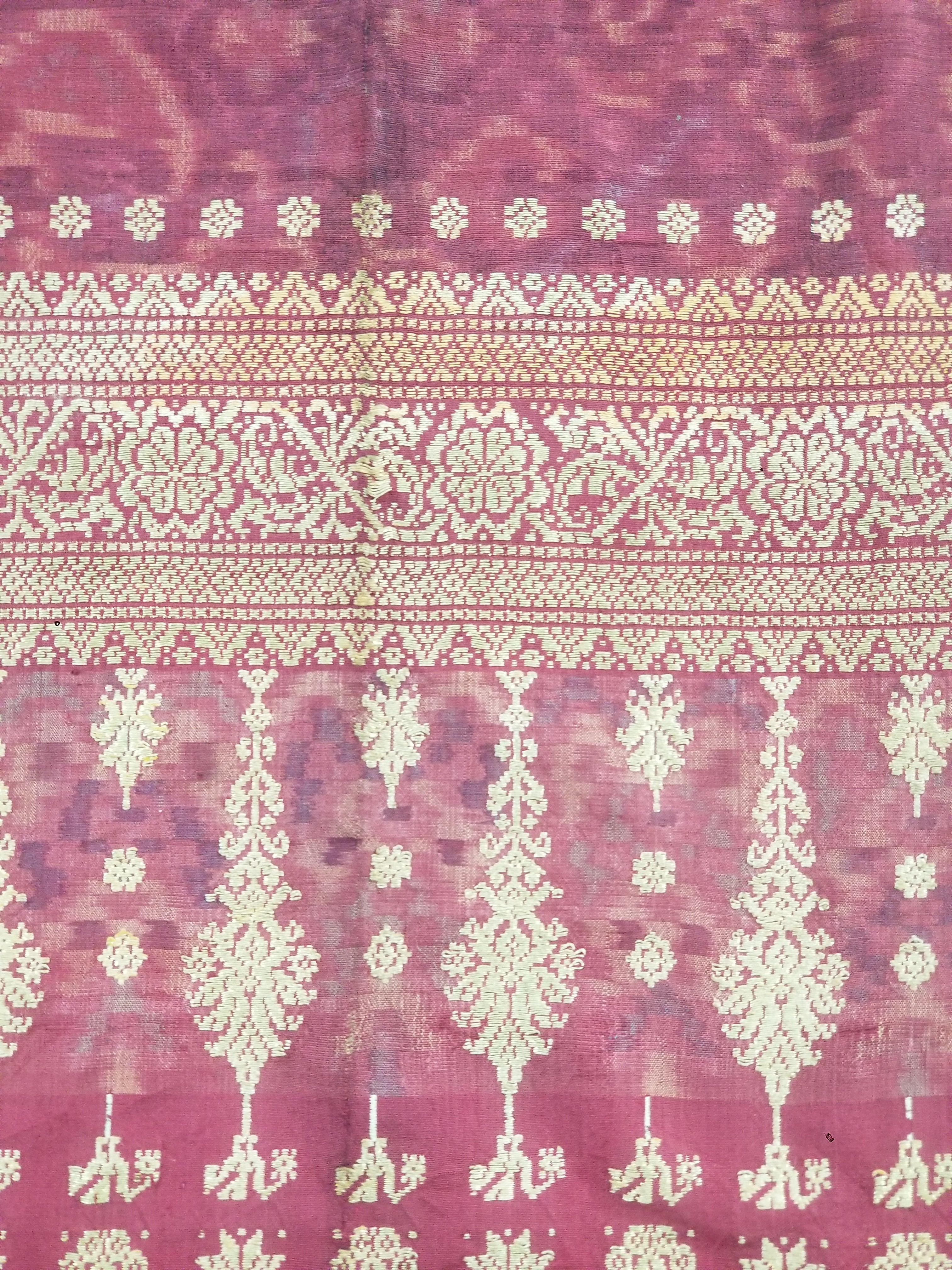 Vintage Traditional Songket-Style Handwoven Ceremonial Textile 216x85cm