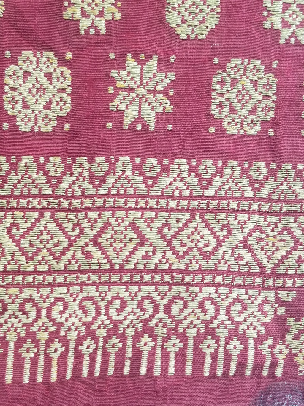 Vintage Traditional Songket-Style Handwoven Ceremonial Textile 216x85cm