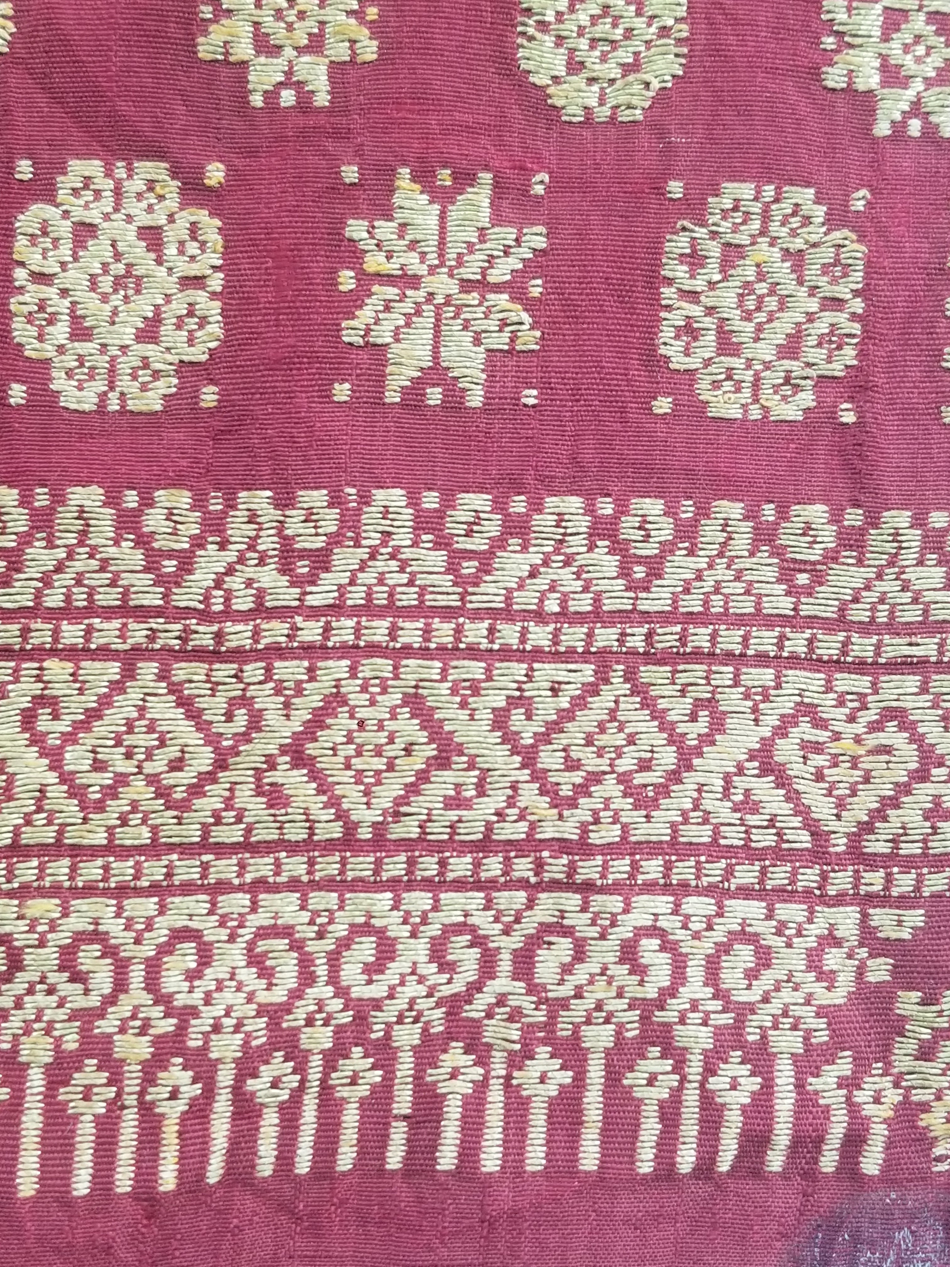 Vintage Traditional Songket-Style Handwoven Ceremonial Textile 216x85cm