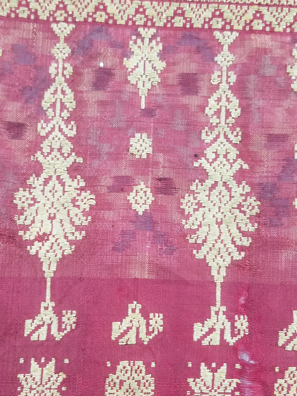 Vintage Traditional Songket-Style Handwoven Ceremonial Textile 216x85cm