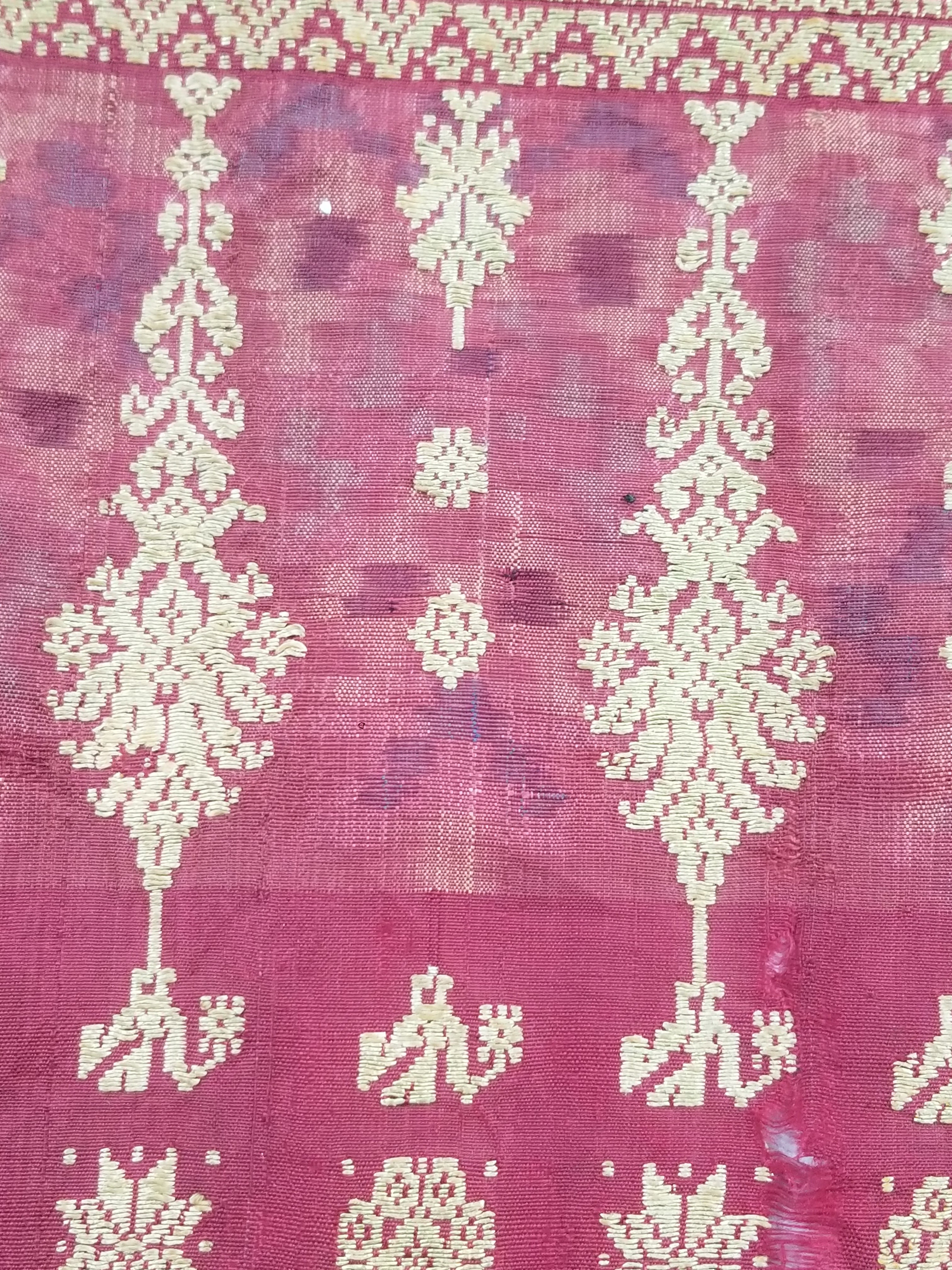 Vintage Traditional Songket-Style Handwoven Ceremonial Textile 216x85cm