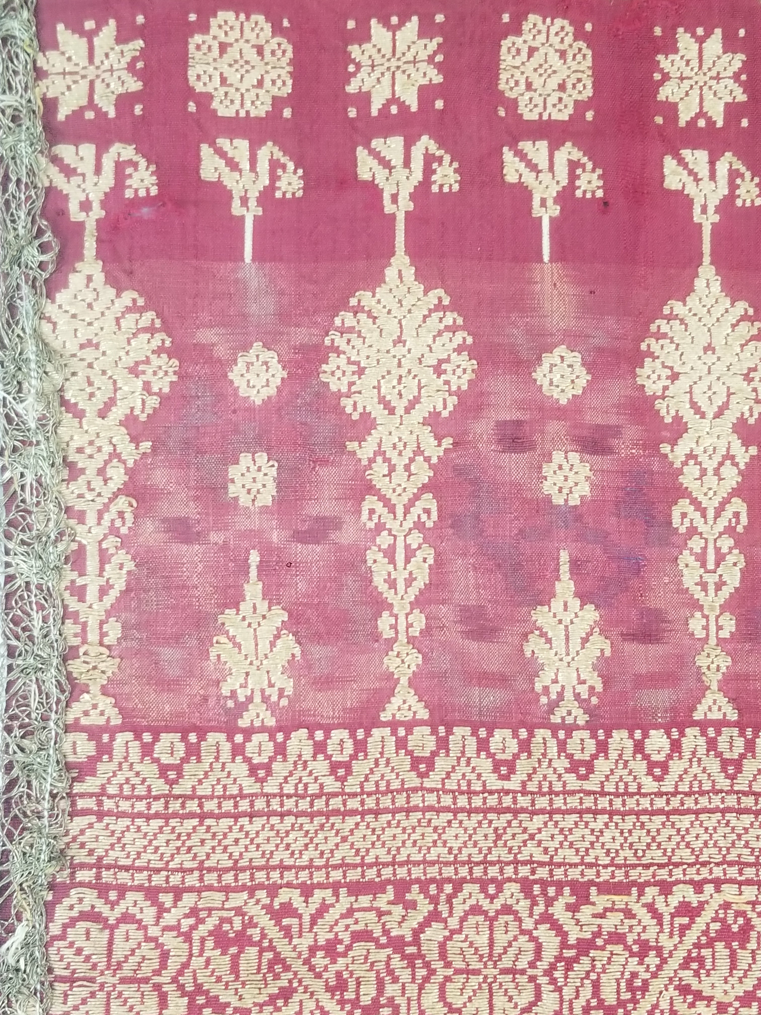 Vintage Traditional Songket-Style Handwoven Ceremonial Textile 216x85cm