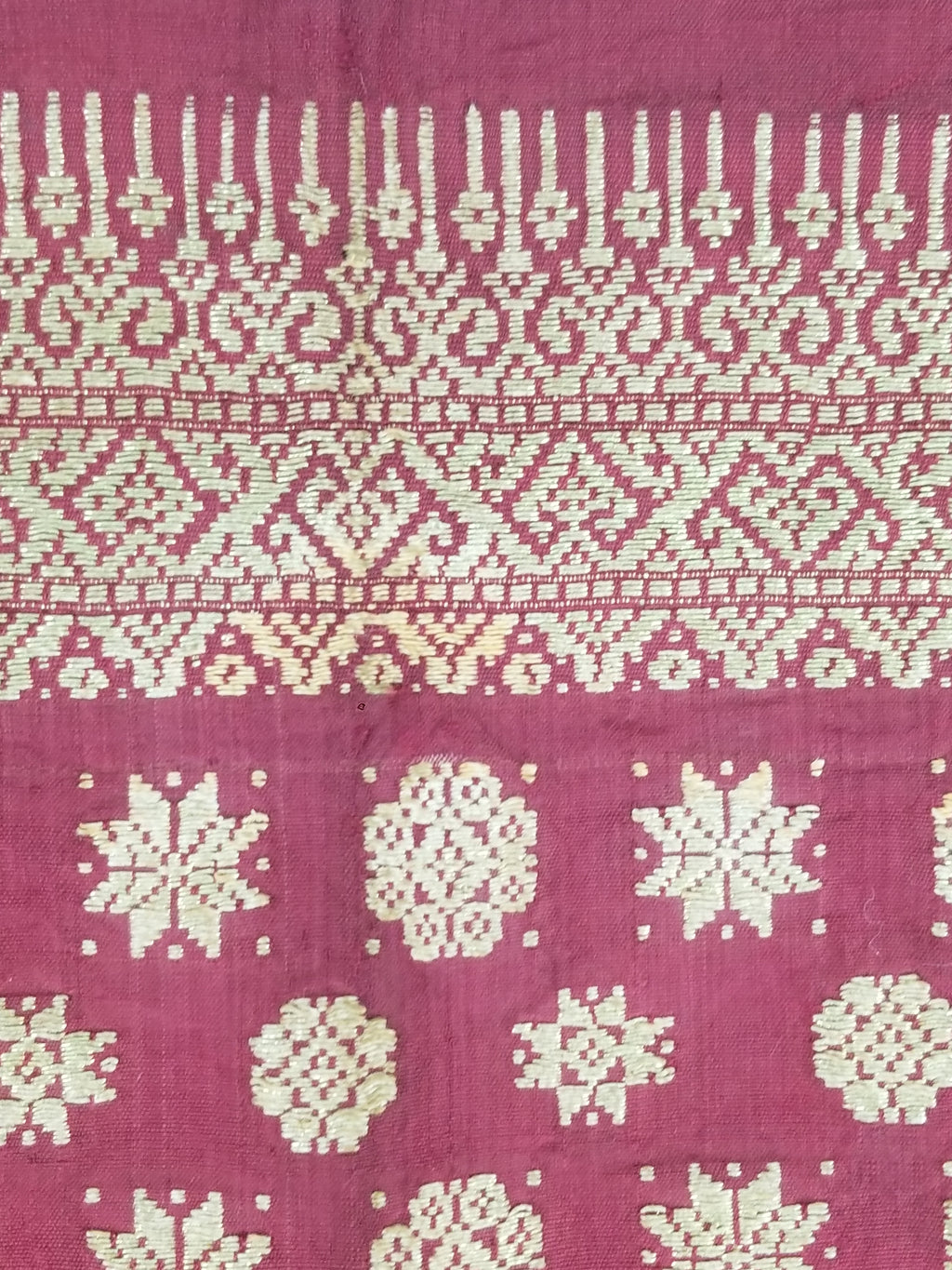 Vintage Traditional Songket-Style Handwoven Ceremonial Textile 216x85cm