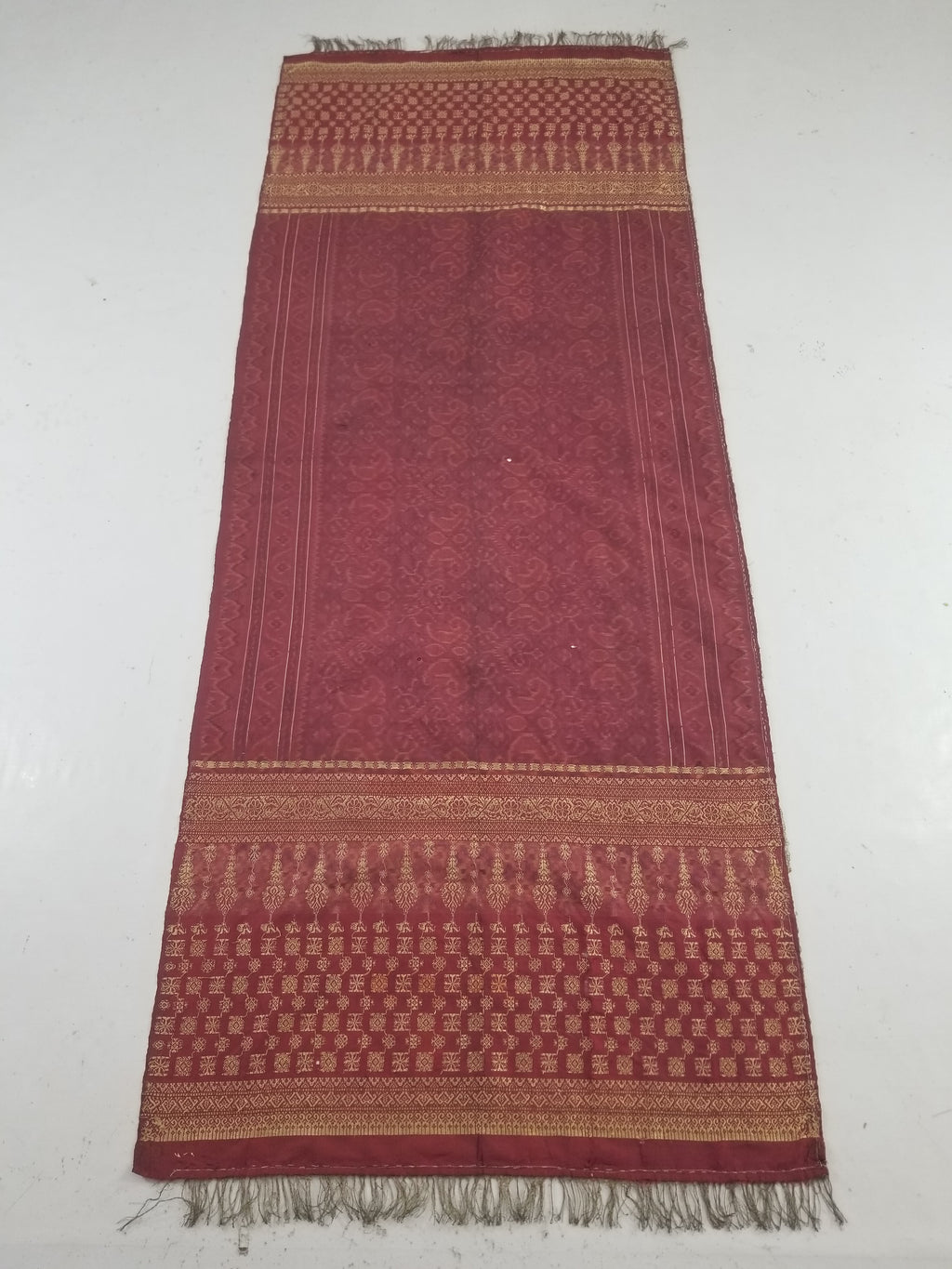 Vintage Traditional Songket-Style Handwoven Ceremonial Textile 216x85cm