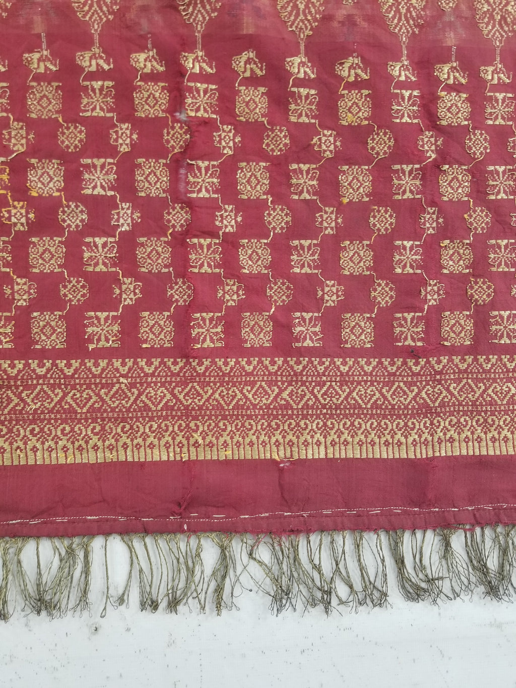 Vintage Traditional Songket-Style Handwoven Ceremonial Textile 216x85cm