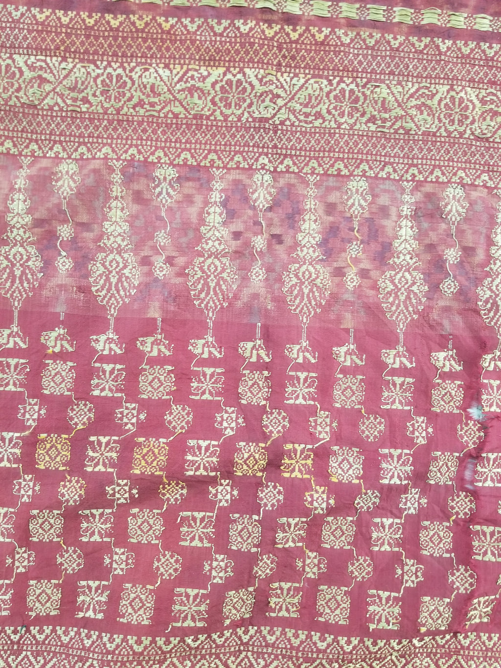 Vintage Traditional Songket-Style Handwoven Ceremonial Textile 216x85cm