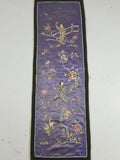 Antique Chinese Hand Embroidered Figural & Floral Silk Wall Hanging Tapestry 123x42cm