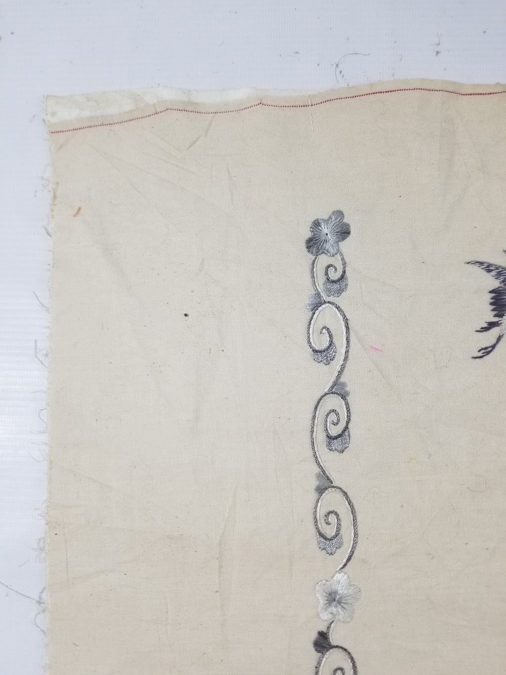Vintage Chinese Silk Embroidered Crane & Bamboo Tapestry 156x45cm