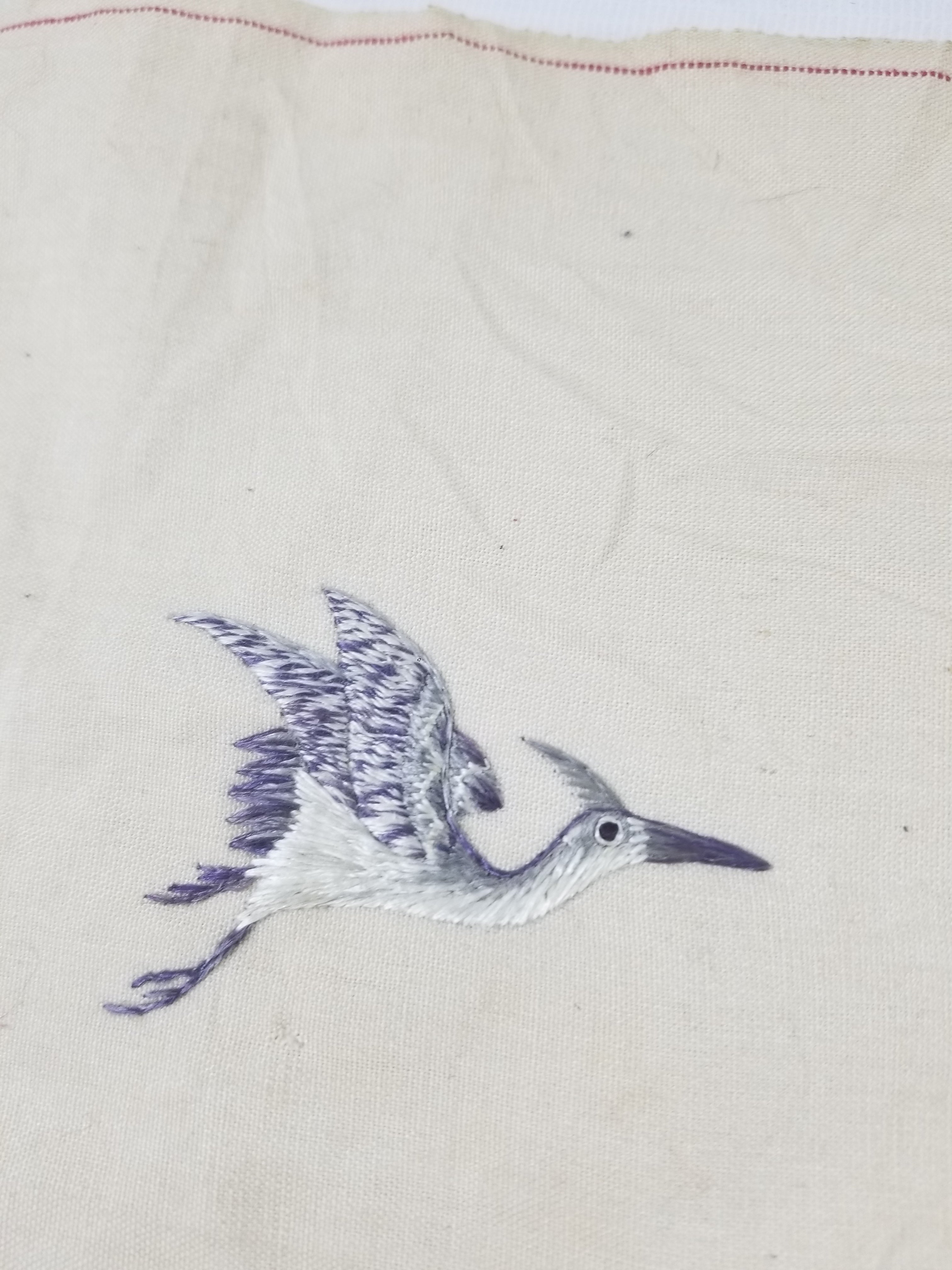 Vintage Chinese Silk Embroidered Crane & Bamboo Tapestry 156x45cm