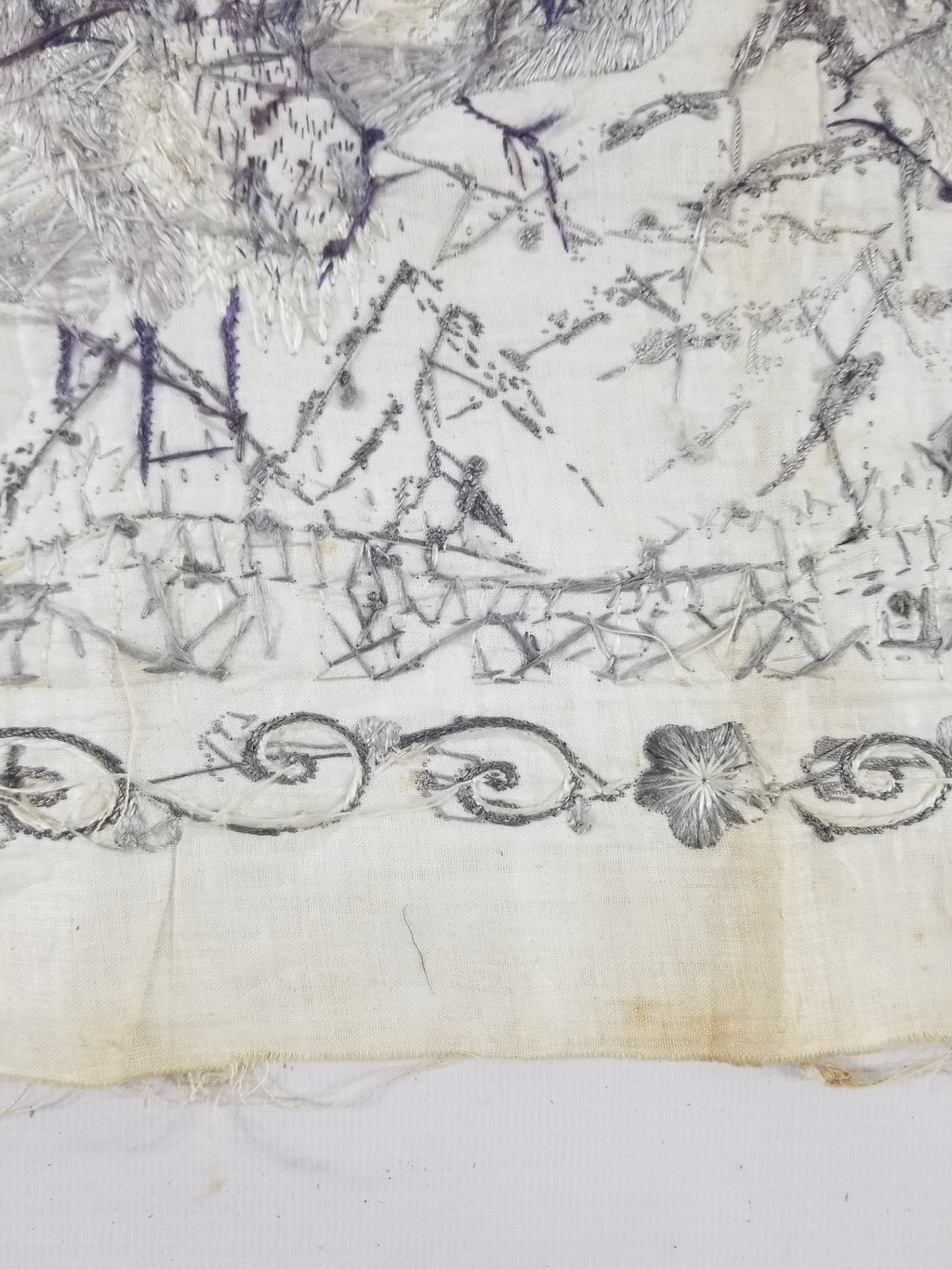 Vintage Chinese Silk Embroidered Crane & Bamboo Tapestry 156x45cm