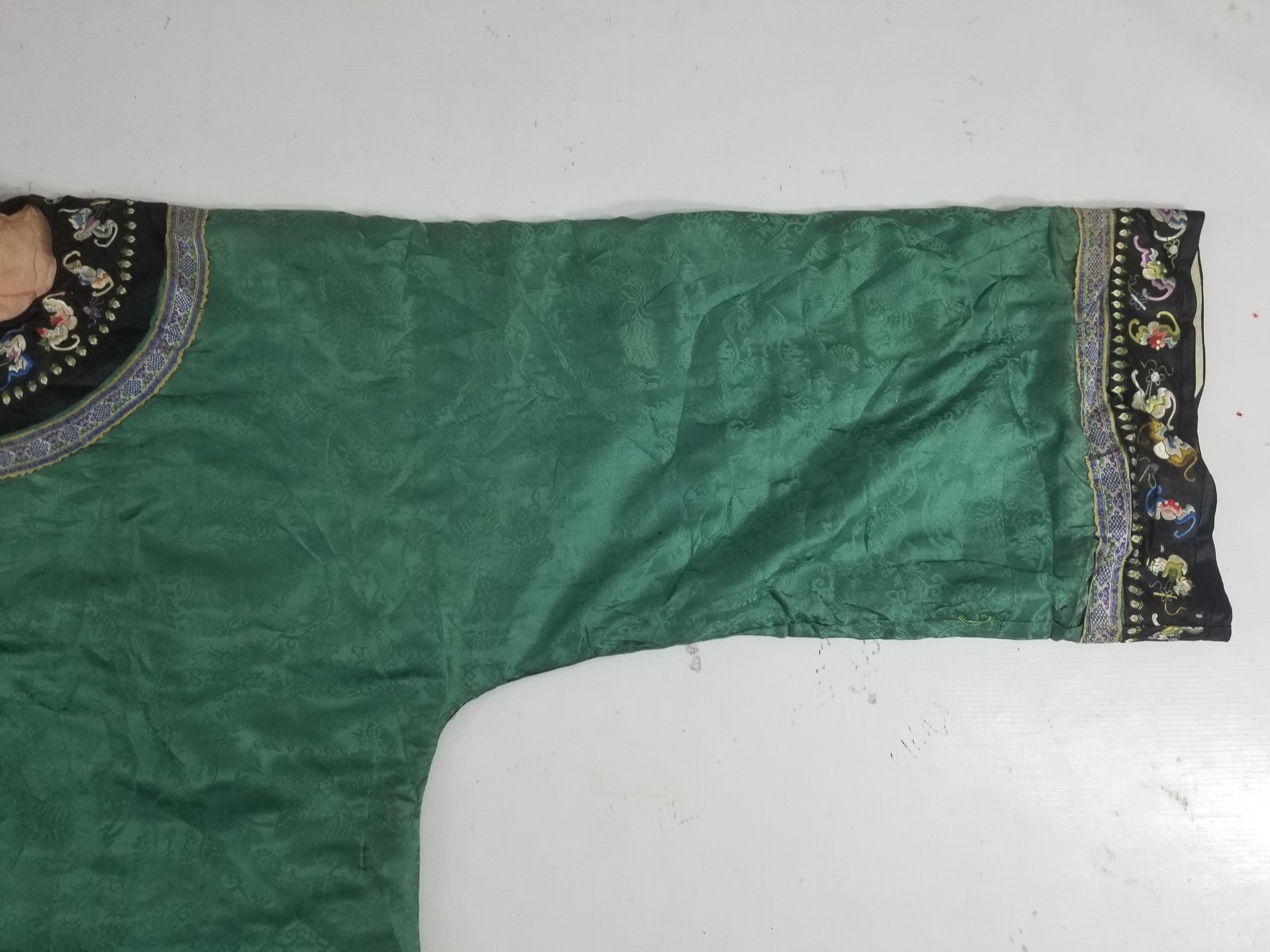 Antique Chinese Silk Brocade Auspicious Symbols Embroidered Silk Robe