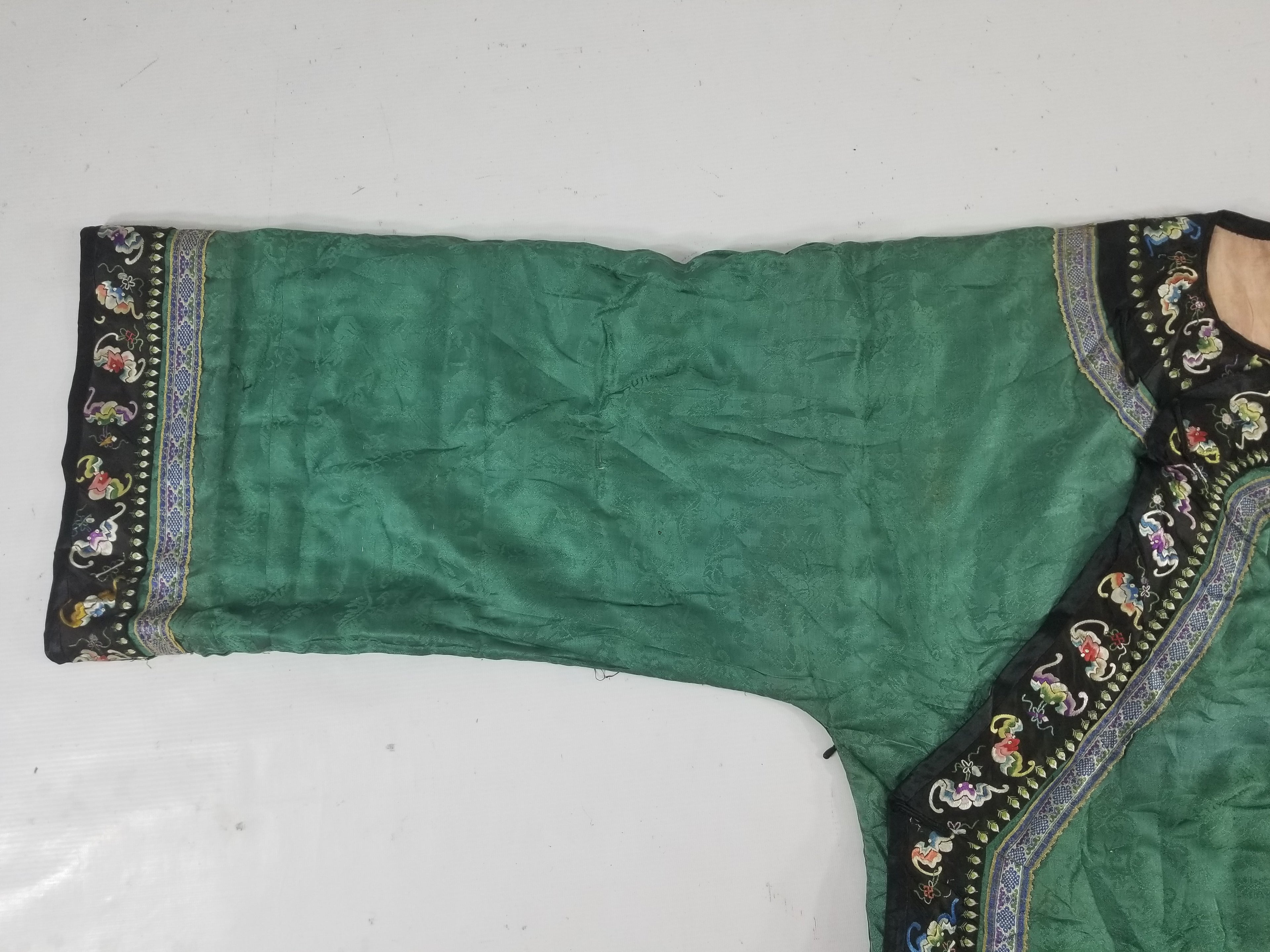 Antique Chinese Silk Brocade Auspicious Symbols Embroidered Silk Robe