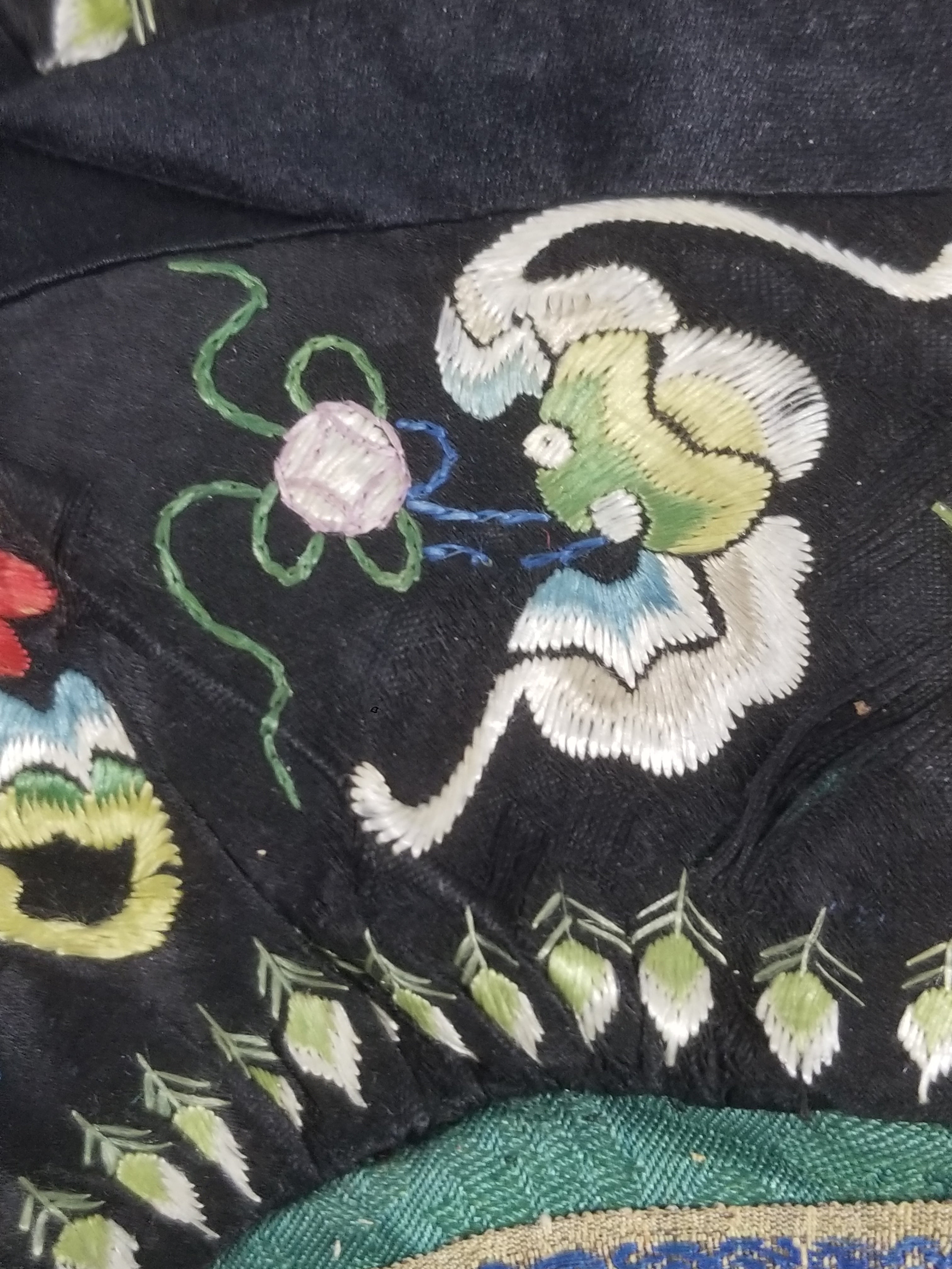 Antique Chinese Silk Brocade Auspicious Symbols Embroidered Silk Robe