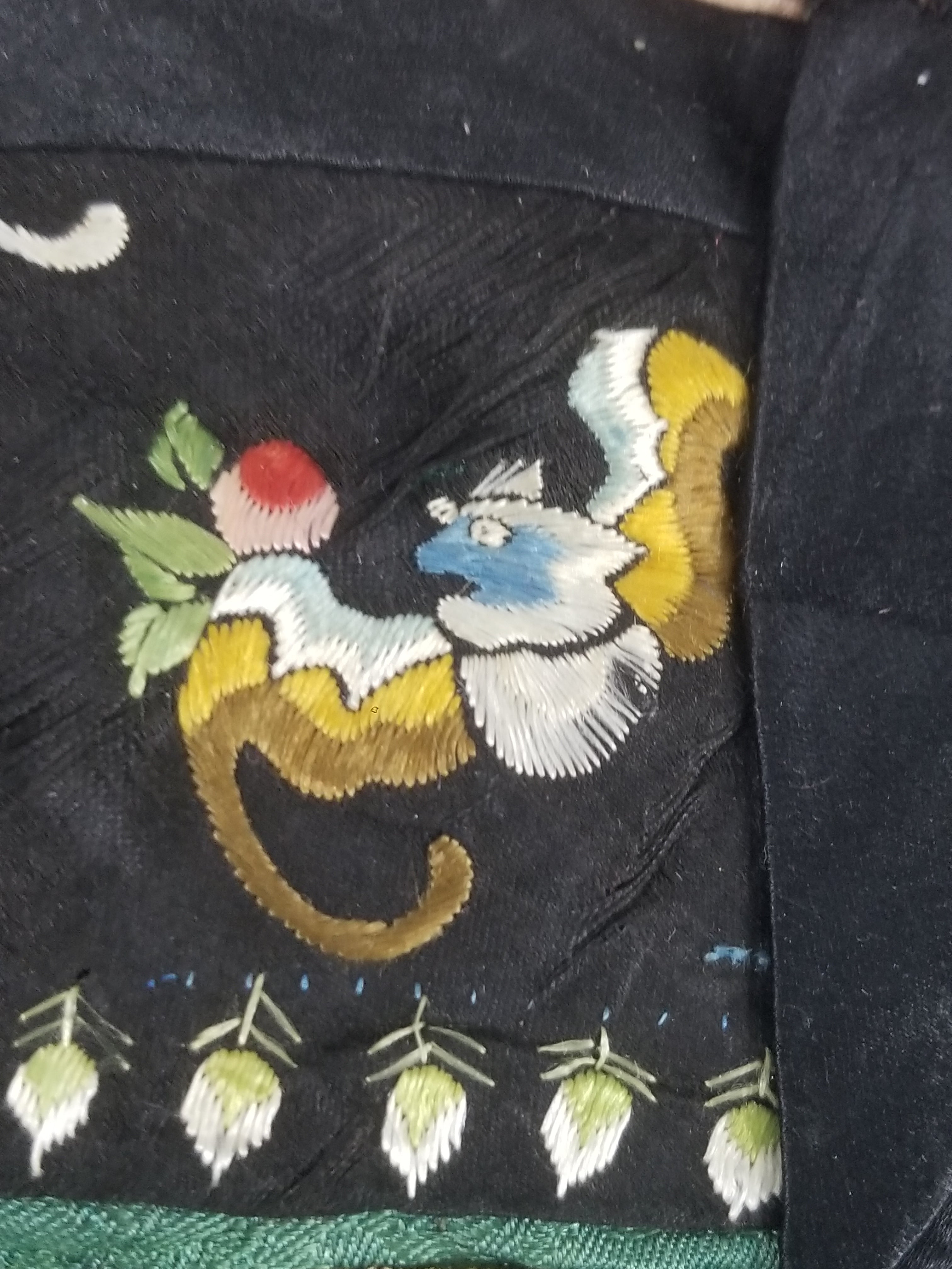 Antique Chinese Silk Brocade Auspicious Symbols Embroidered Silk Robe