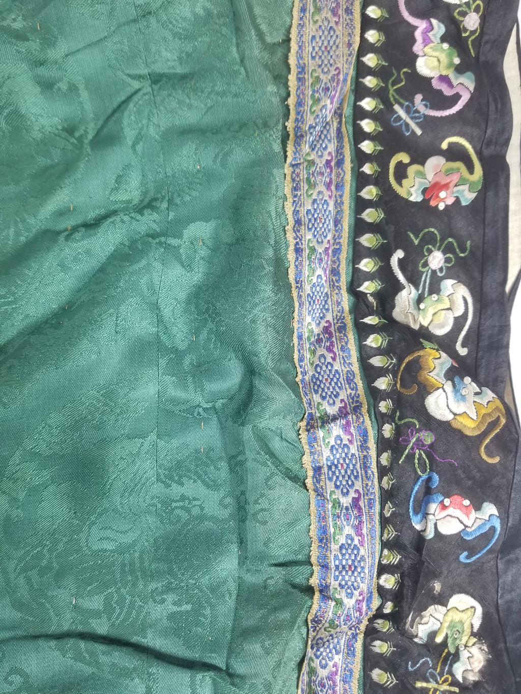 Antique Chinese Silk Brocade Auspicious Symbols Embroidered Silk Robe