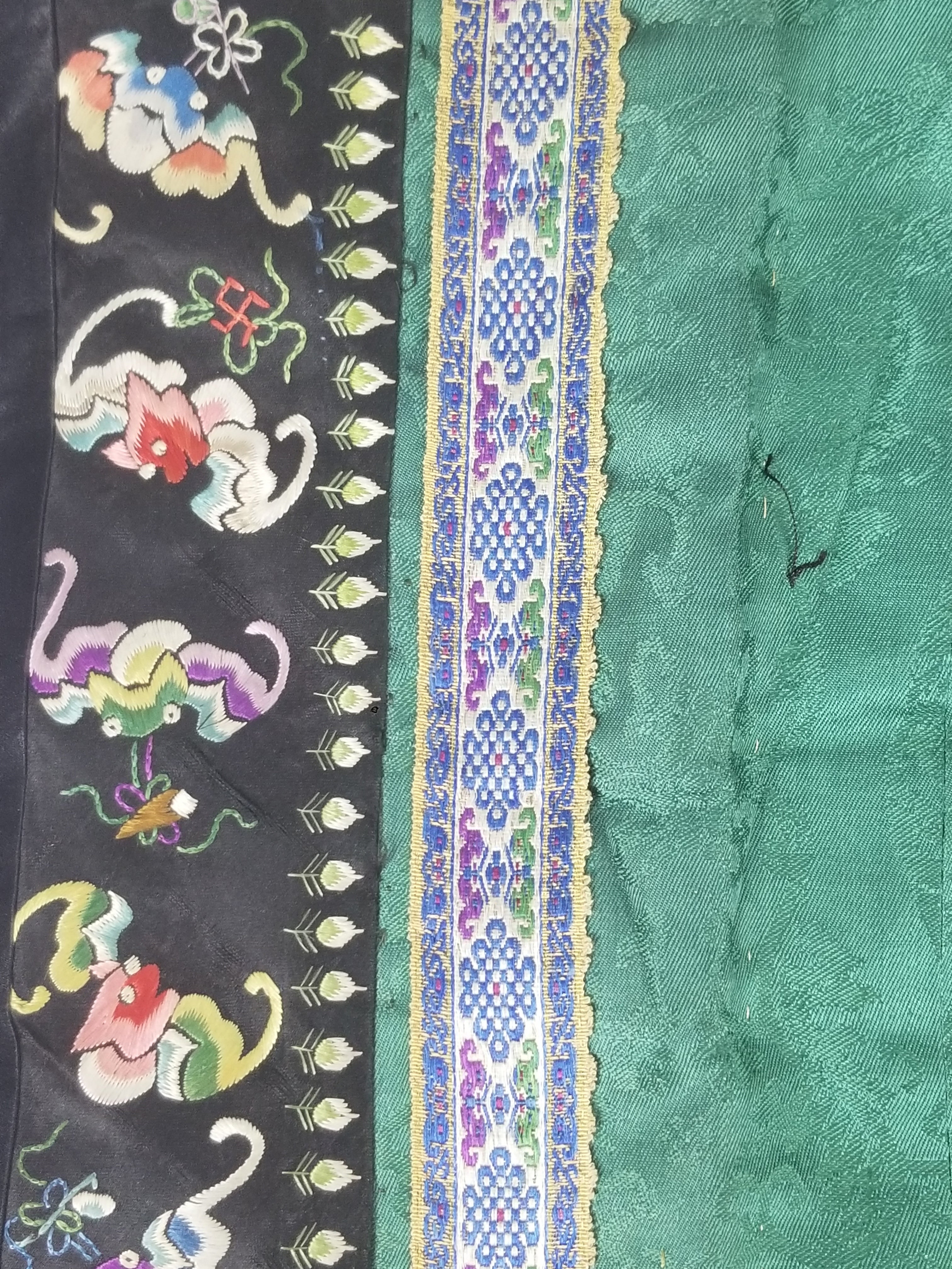 Antique Chinese Silk Brocade Auspicious Symbols Embroidered Silk Robe