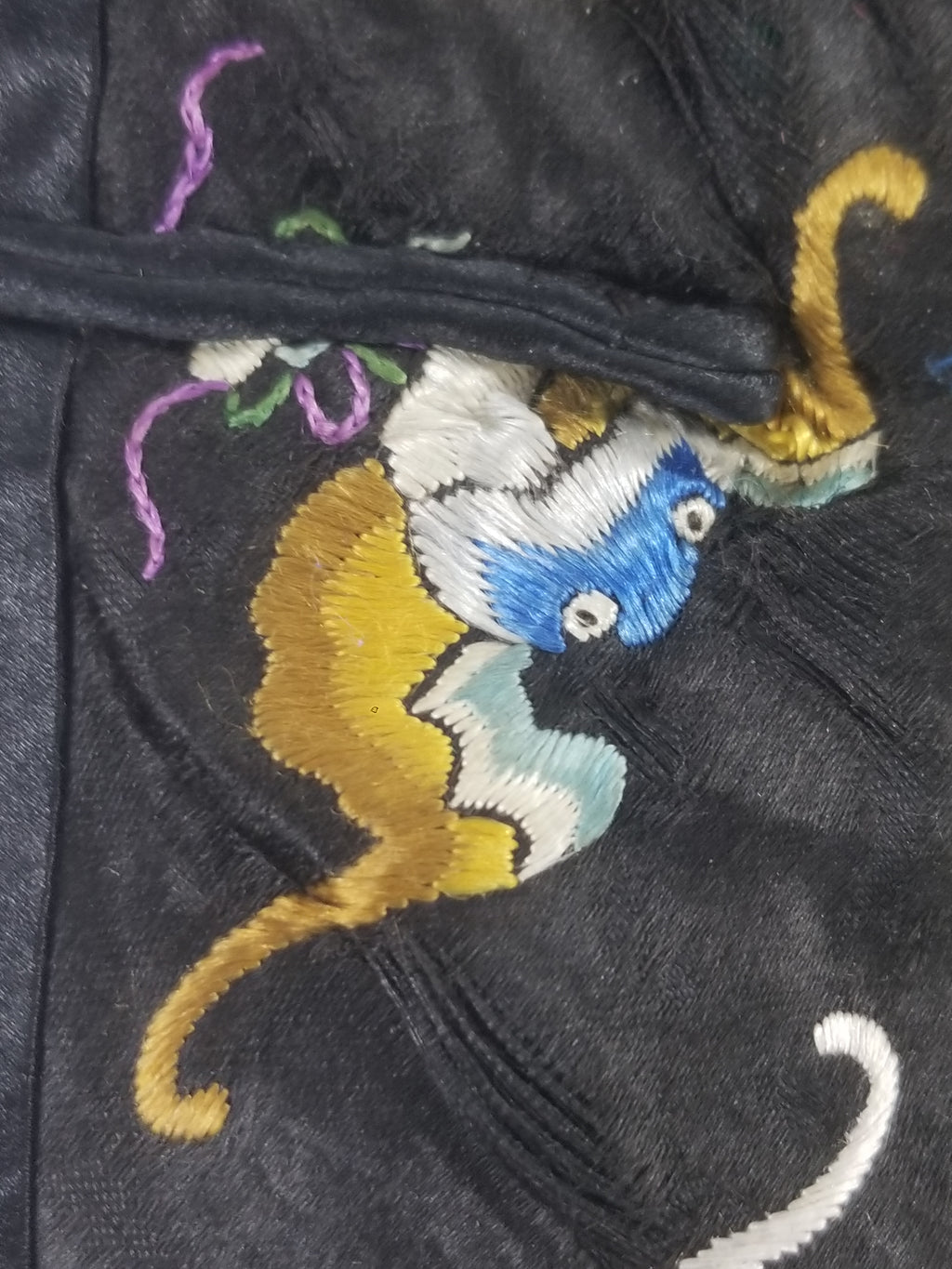 Antique Chinese Silk Brocade Auspicious Symbols Embroidered Silk Robe