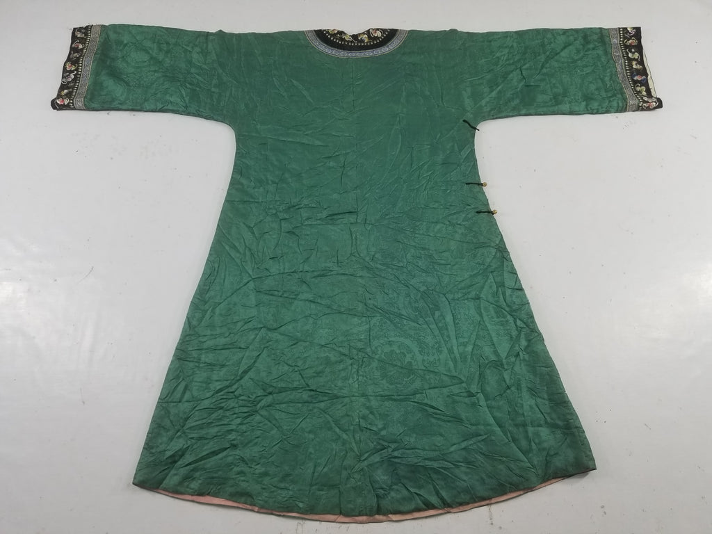 Antique Chinese Silk Brocade Auspicious Symbols Embroidered Silk Robe