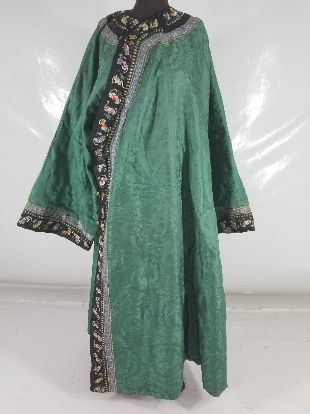 Antique Chinese Silk Brocade Auspicious Symbols Embroidered Silk Robe