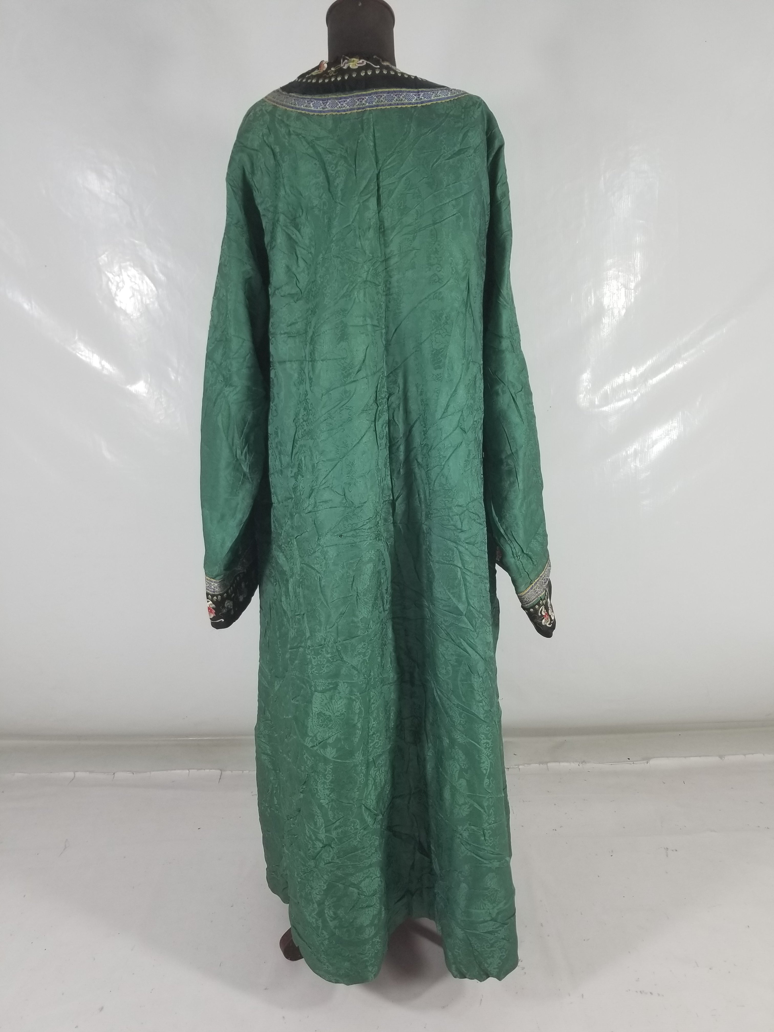 Antique Chinese Silk Brocade Auspicious Symbols Embroidered Silk Robe