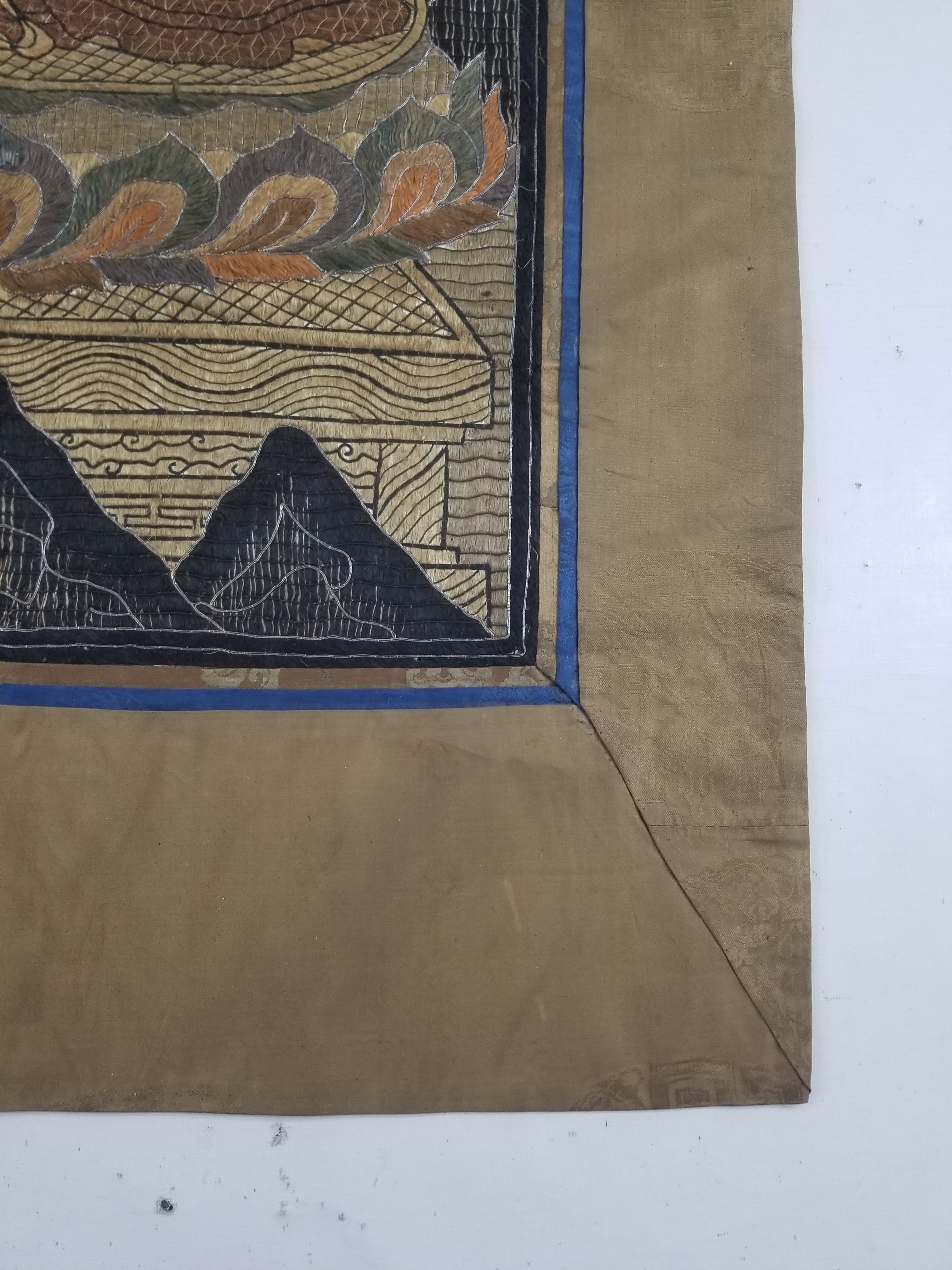 Antique Tibetan Thangka Amitayus Buddha Hand Embroidered Tapestry 141x79cm