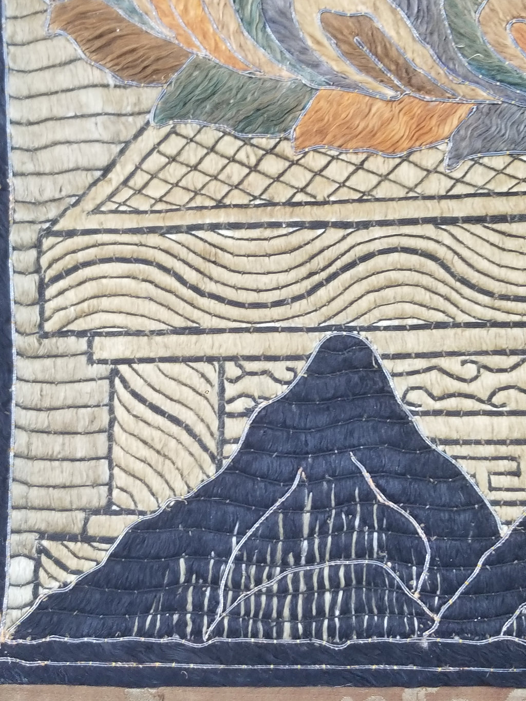 Antique Tibetan Thangka Amitayus Buddha Hand Embroidered Tapestry 141x79cm