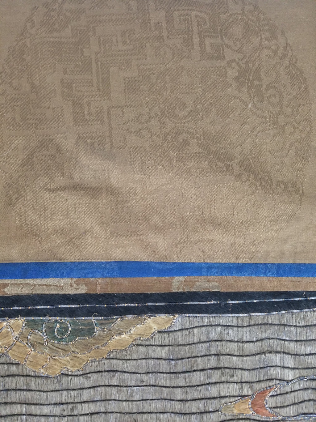 Antique Tibetan Thangka Amitayus Buddha Hand Embroidered Tapestry 141x79cm