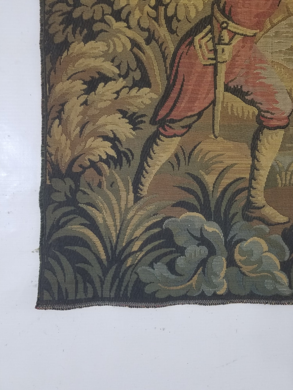 Vintage French Jacquard Woven Hunting Verdure Scene Tapestry 171x84cm