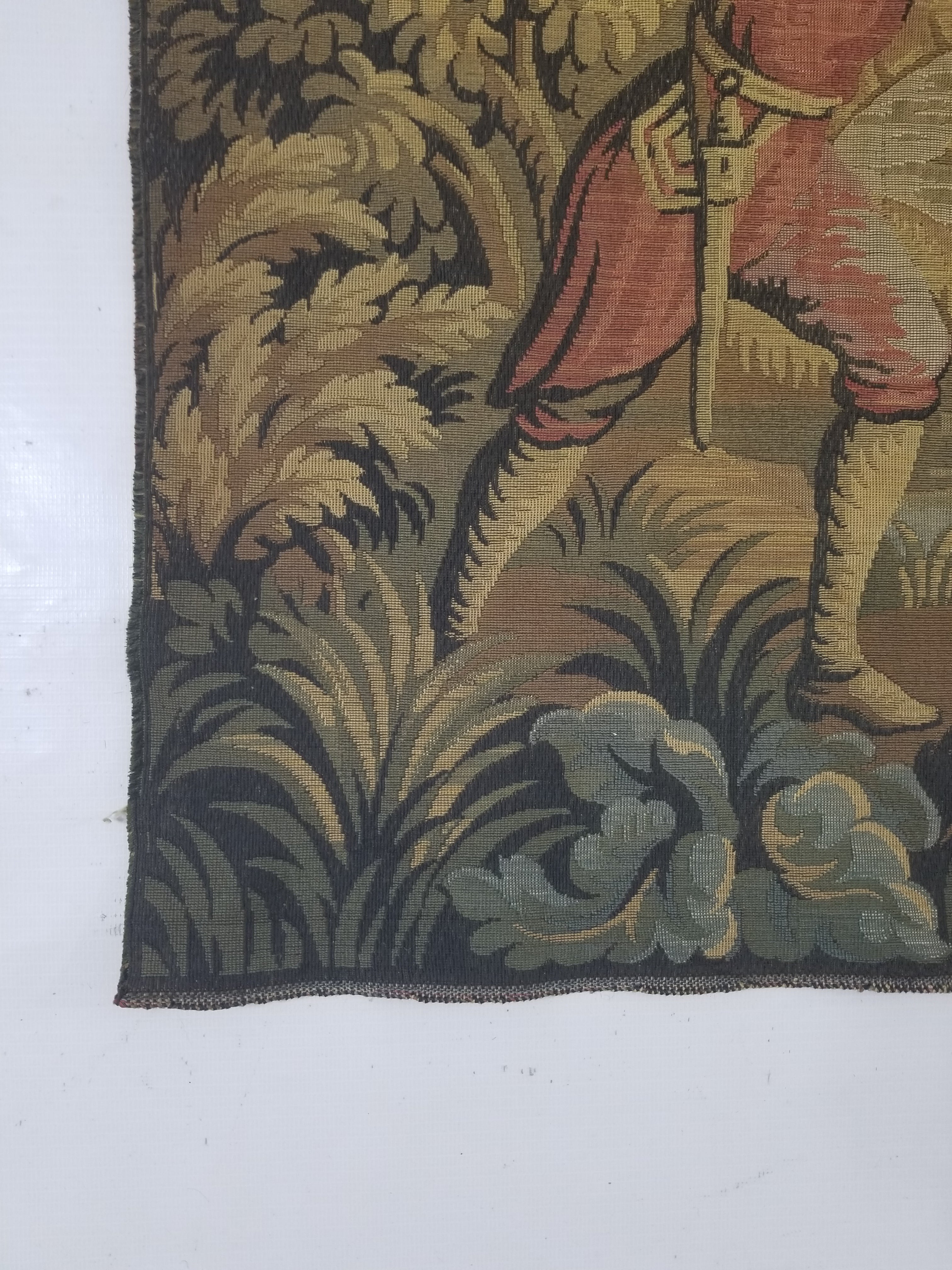Vintage French Jacquard Woven Hunting Verdure Scene Tapestry 171x84cm