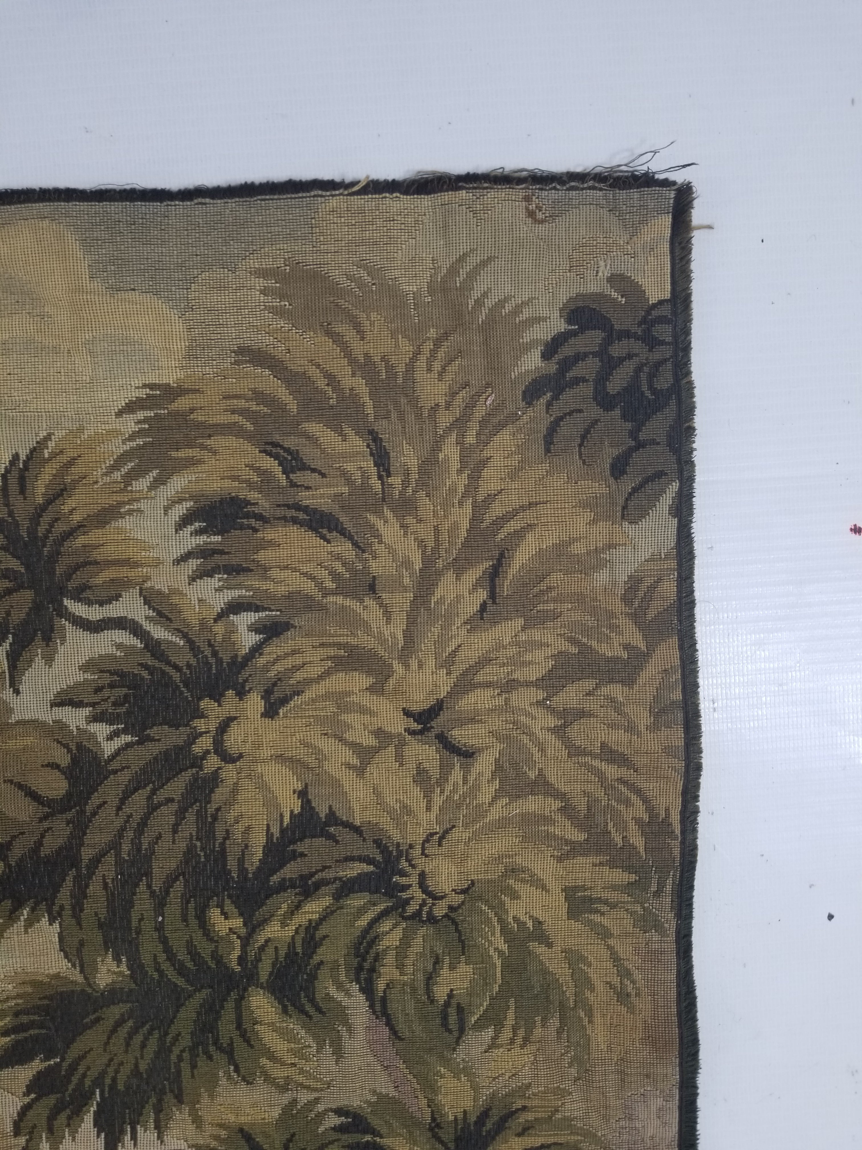 Vintage French Jacquard Woven Hunting Verdure Scene Tapestry 171x84cm