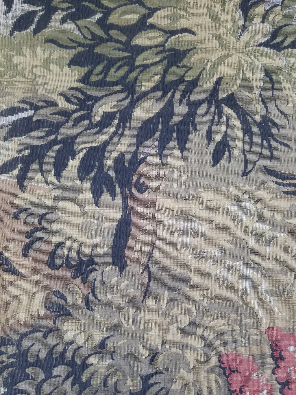 Vintage French Jacquard Woven Hunting Verdure Scene Tapestry 171x84cm