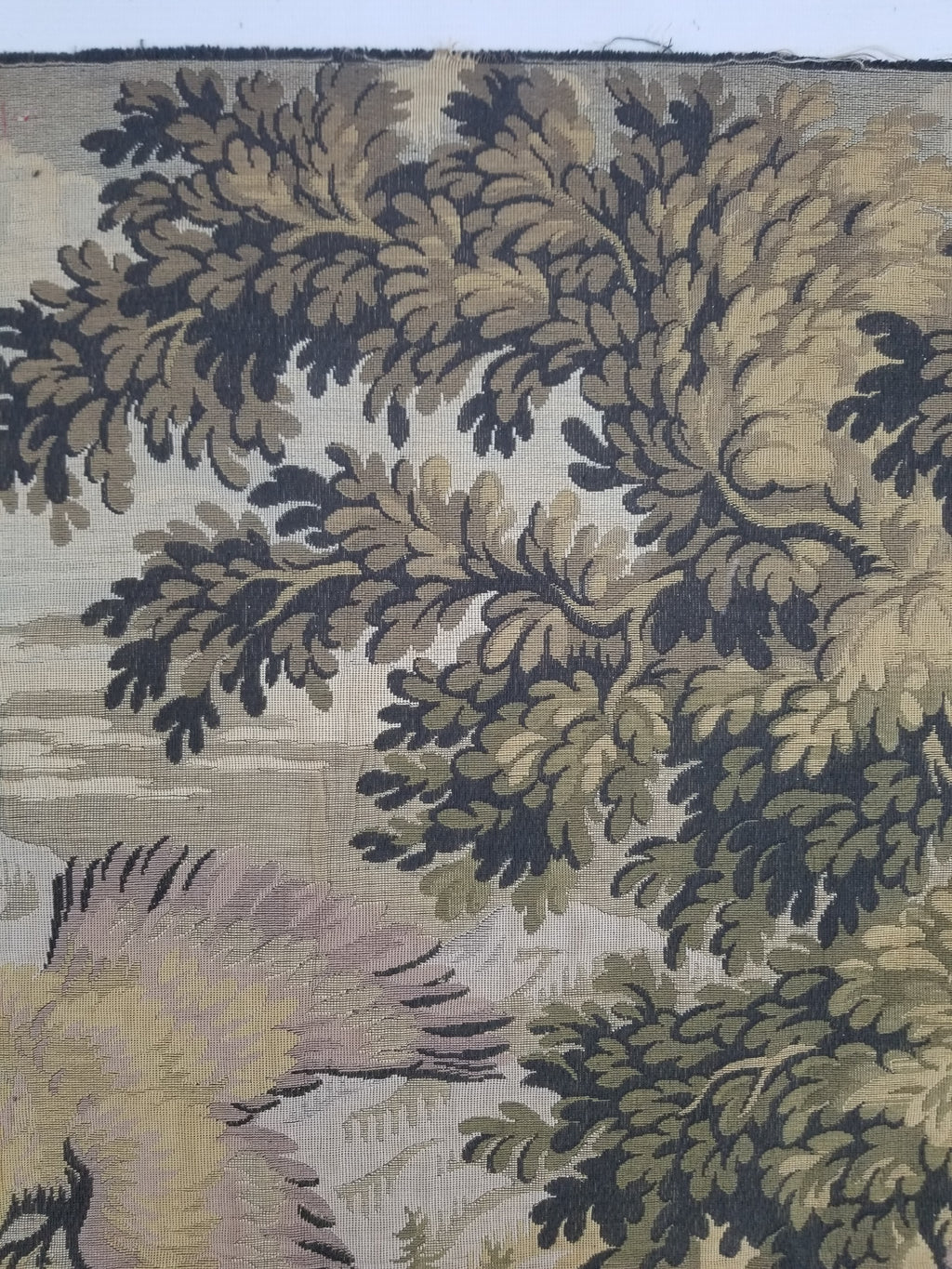 Vintage French Jacquard Woven Hunting Verdure Scene Tapestry 171x84cm