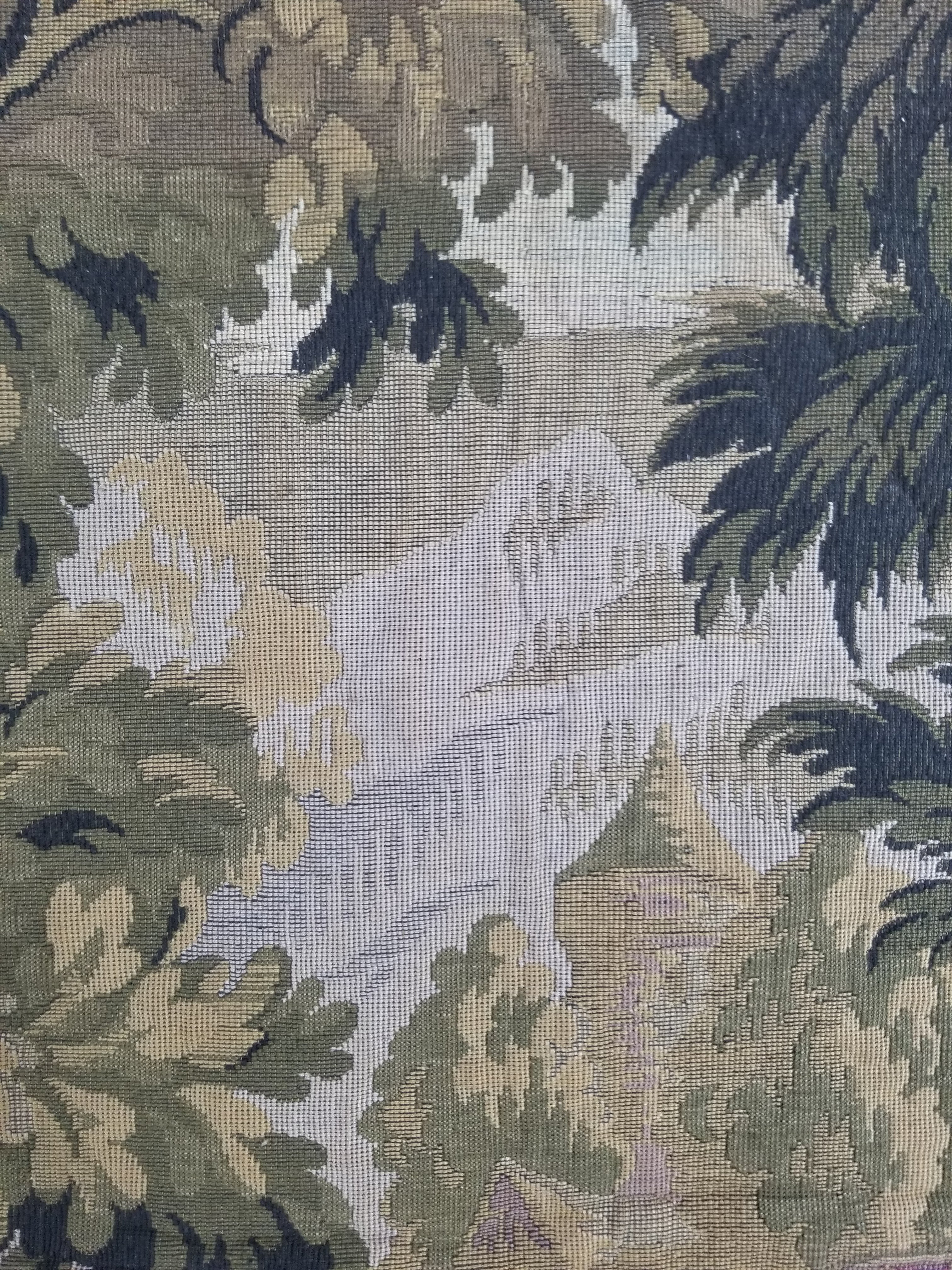 Vintage French Jacquard Woven Hunting Verdure Scene Tapestry 171x84cm