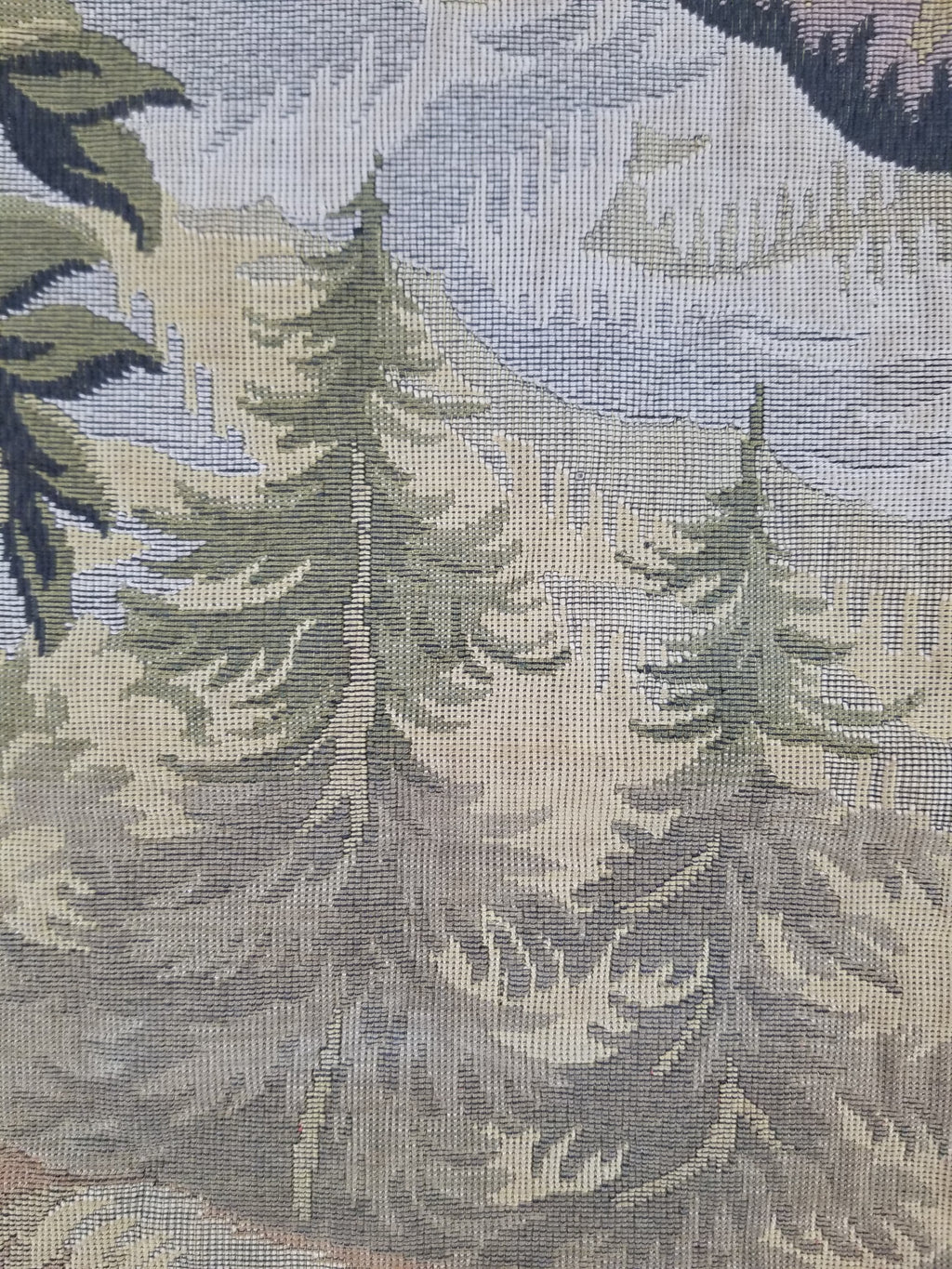 Vintage French Jacquard Woven Hunting Verdure Scene Tapestry 171x84cm