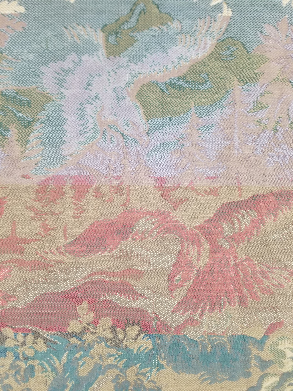Vintage French Jacquard Woven Hunting Verdure Scene Tapestry 171x84cm