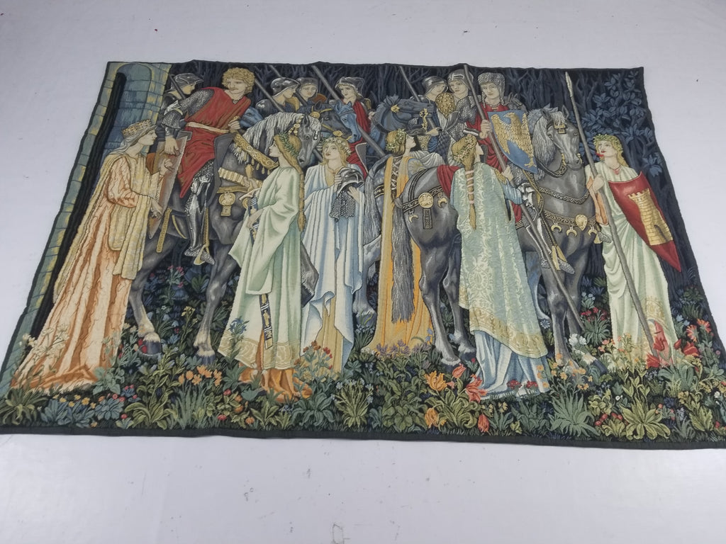 Vintage European Medieval The Arming & Departure Knights Scene Woven Tapestry 179x134cm