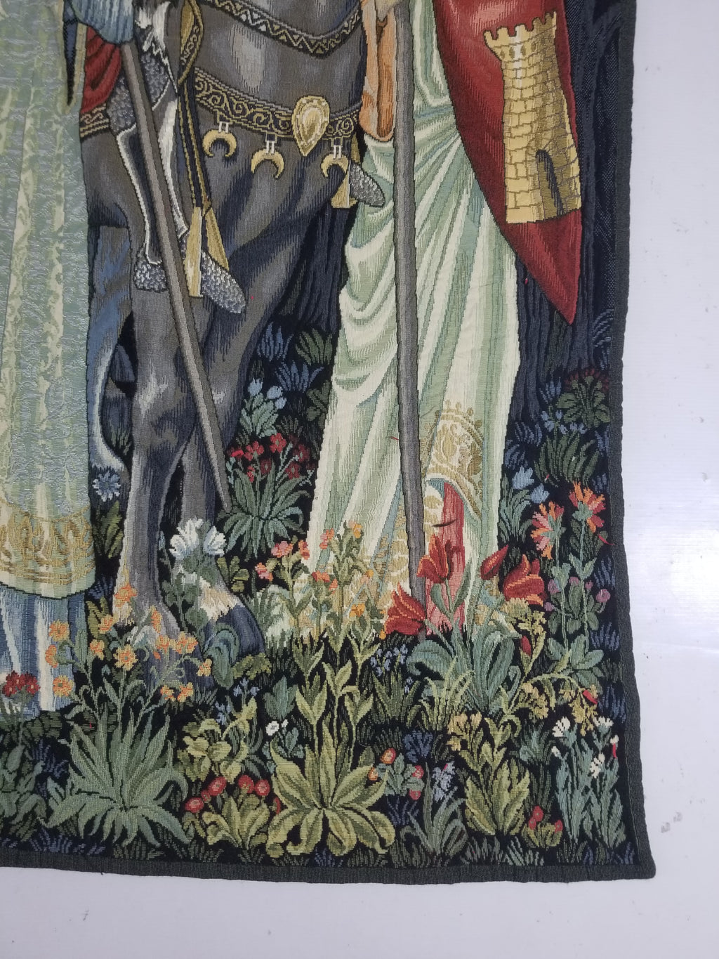 Vintage European Medieval The Arming & Departure Knights Scene Woven Tapestry 179x134cm