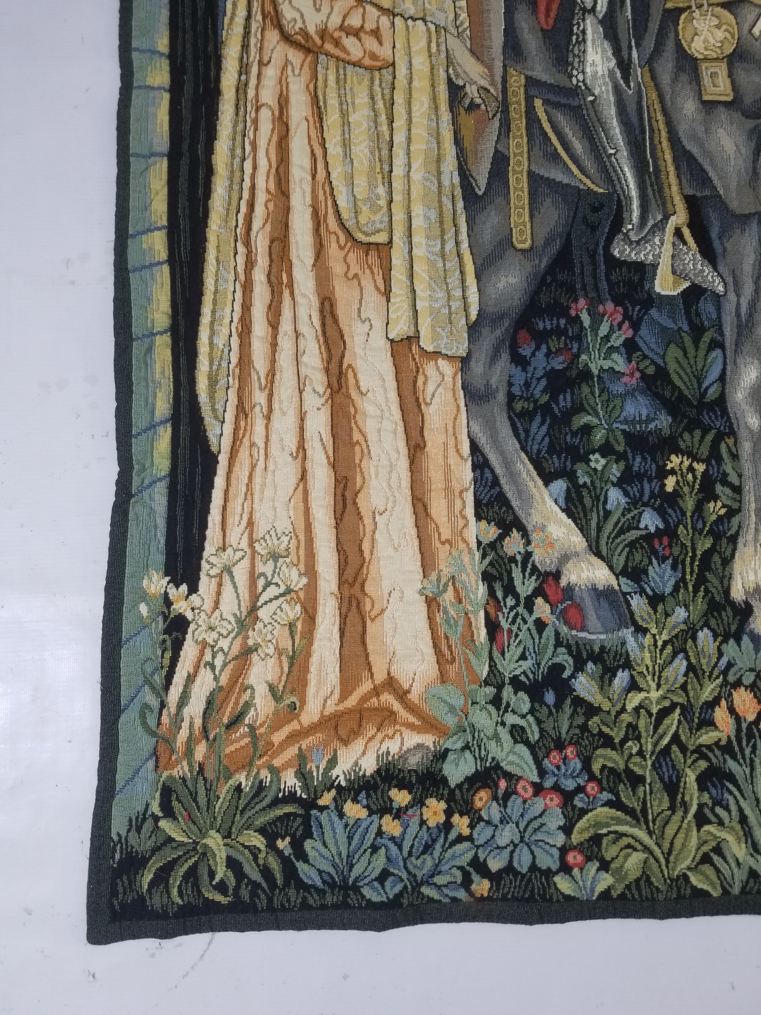 Vintage European Medieval The Arming & Departure Knights Scene Woven Tapestry 179x134cm